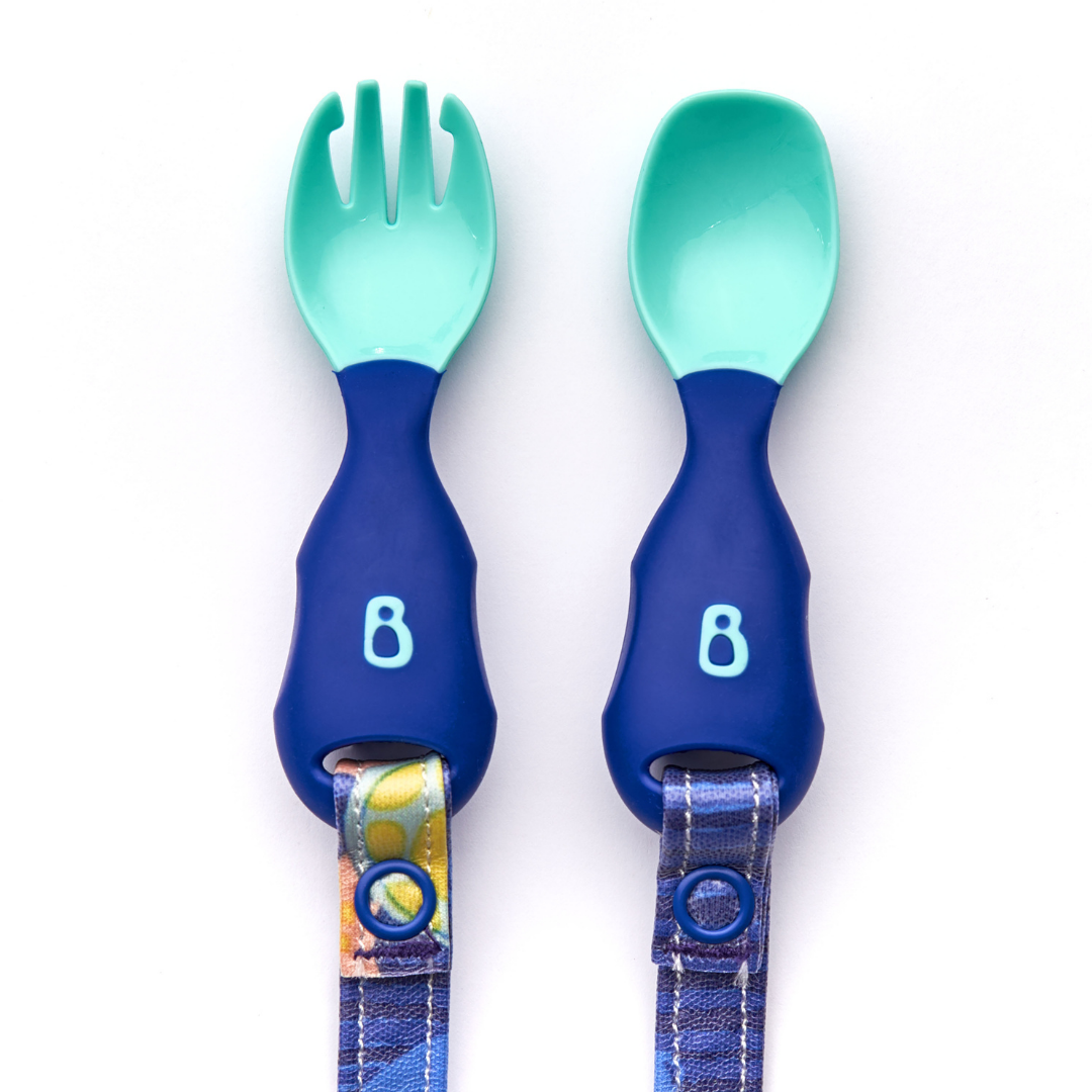 Bibado Handi Cutlery - Attachable Weaning Cutlery Set Oceans of Fun Dark Blue