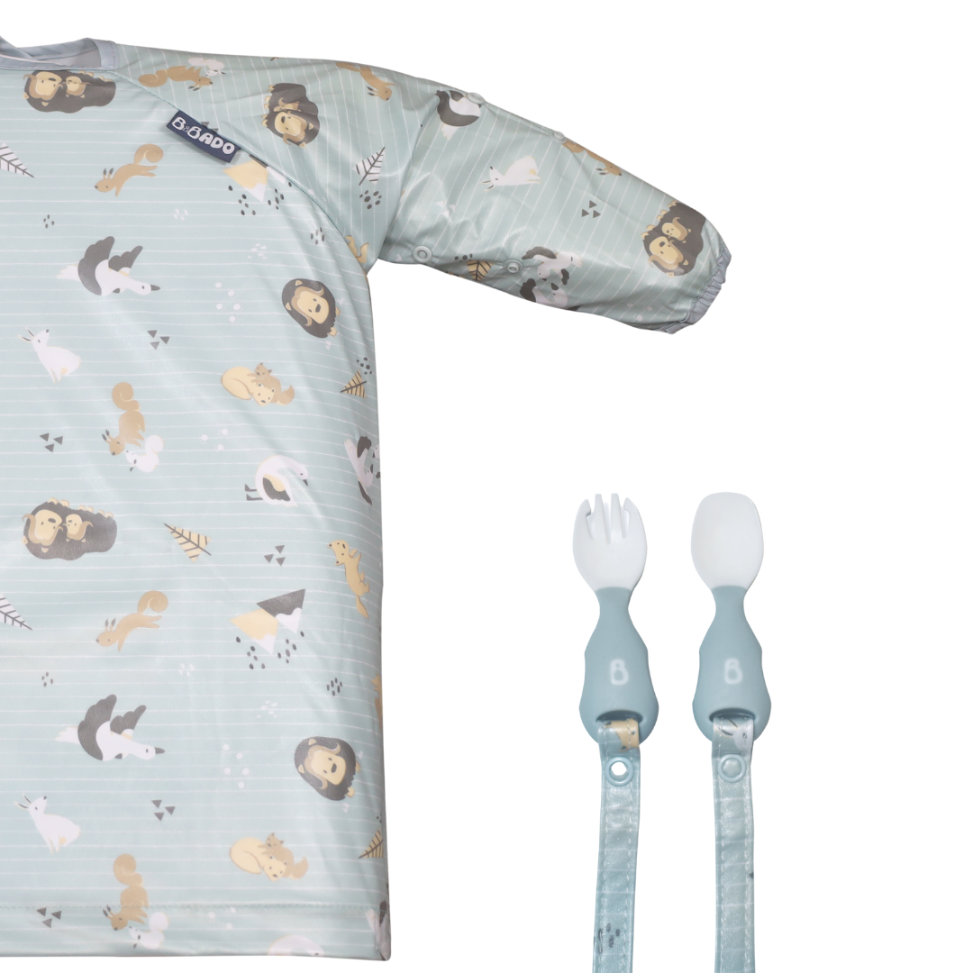 Bibado Long Sleeve Coverall & Attachable Handi Cutlery Bundle Arctic Adventure White