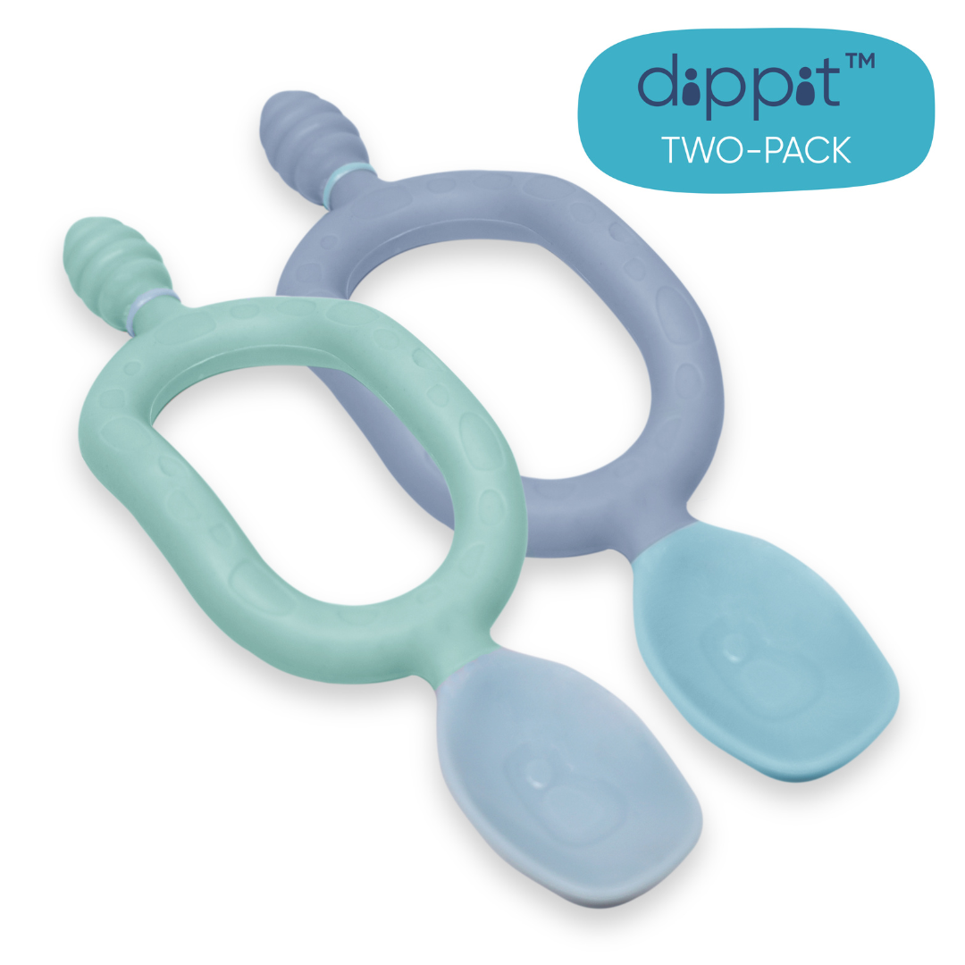 Bibado Dippit™ Multi stage Baby Weaning Spoon and Dipper Mint & Blue - Pack of 2