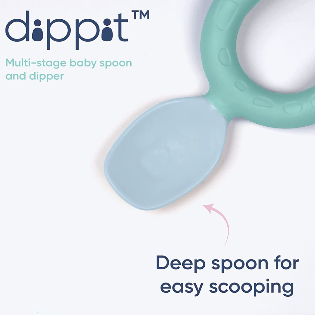 Bibado Dippit™ Multi stage Baby Weaning Spoon and Dipper Mint & Blue - Pack of 2