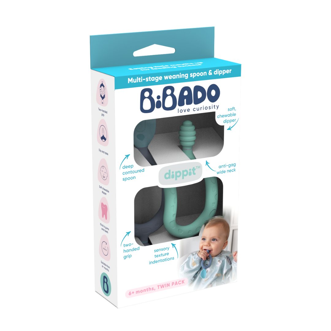 Bibado Dippit™ Multi stage Baby Weaning Spoon and Dipper Mint & Blue - Pack of 2