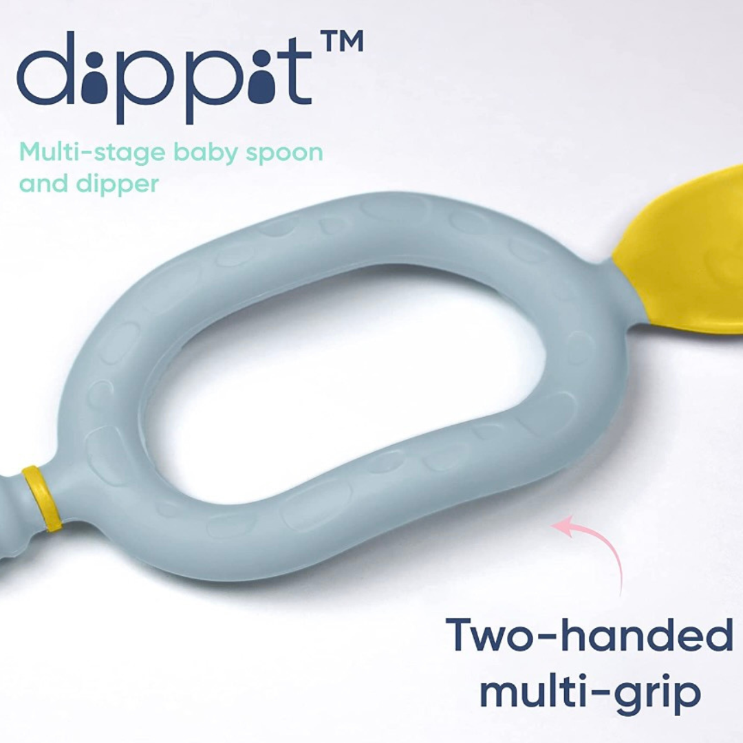 Bibado Dippit™ Multi stage Baby Weaning Spoon and Dipper Pink & Grey - Pack of 2