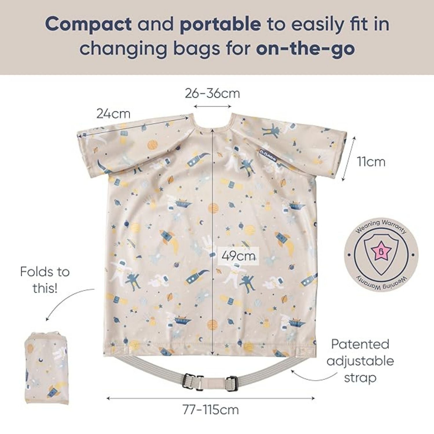 Bibado Short Sleeve Coverall Weaning Bib Cosmic Companions