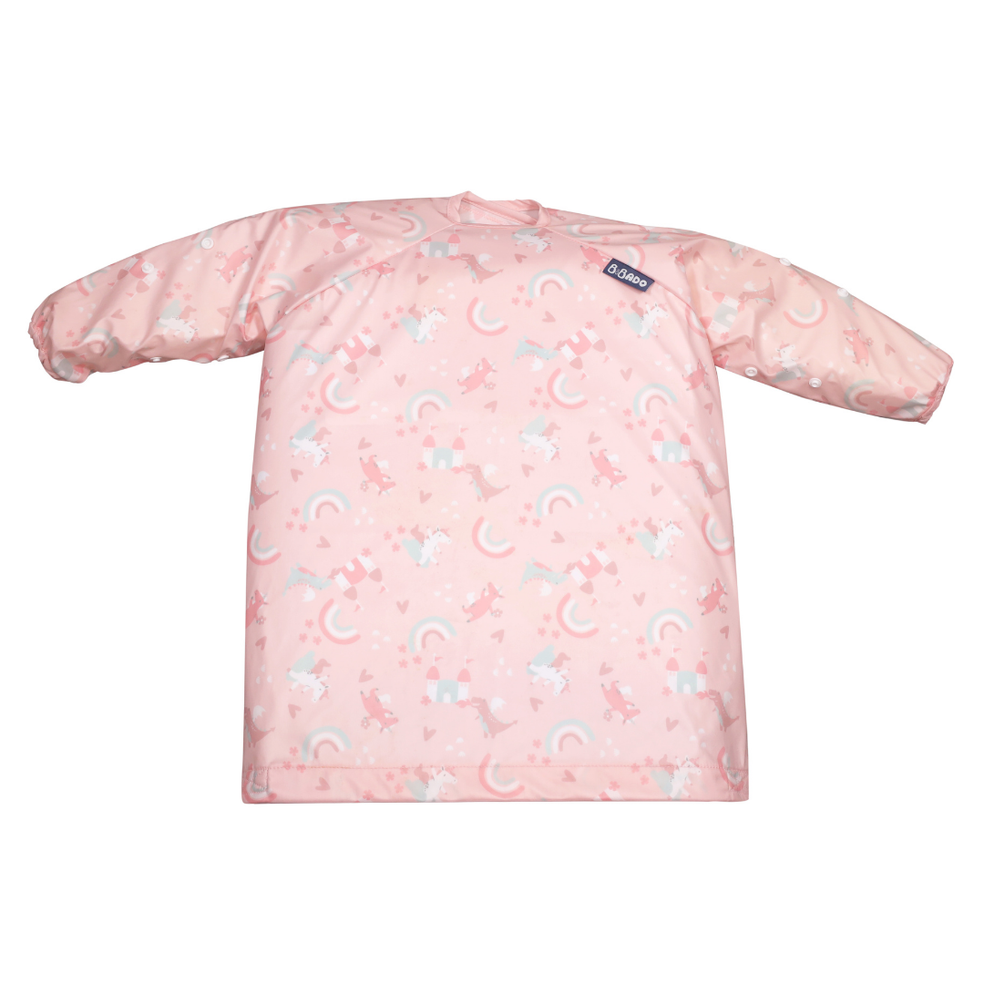 Bibado Long Sleeve Coverall & Attachable Handi Cutlery Bundle Over the Rainbow Light Pink