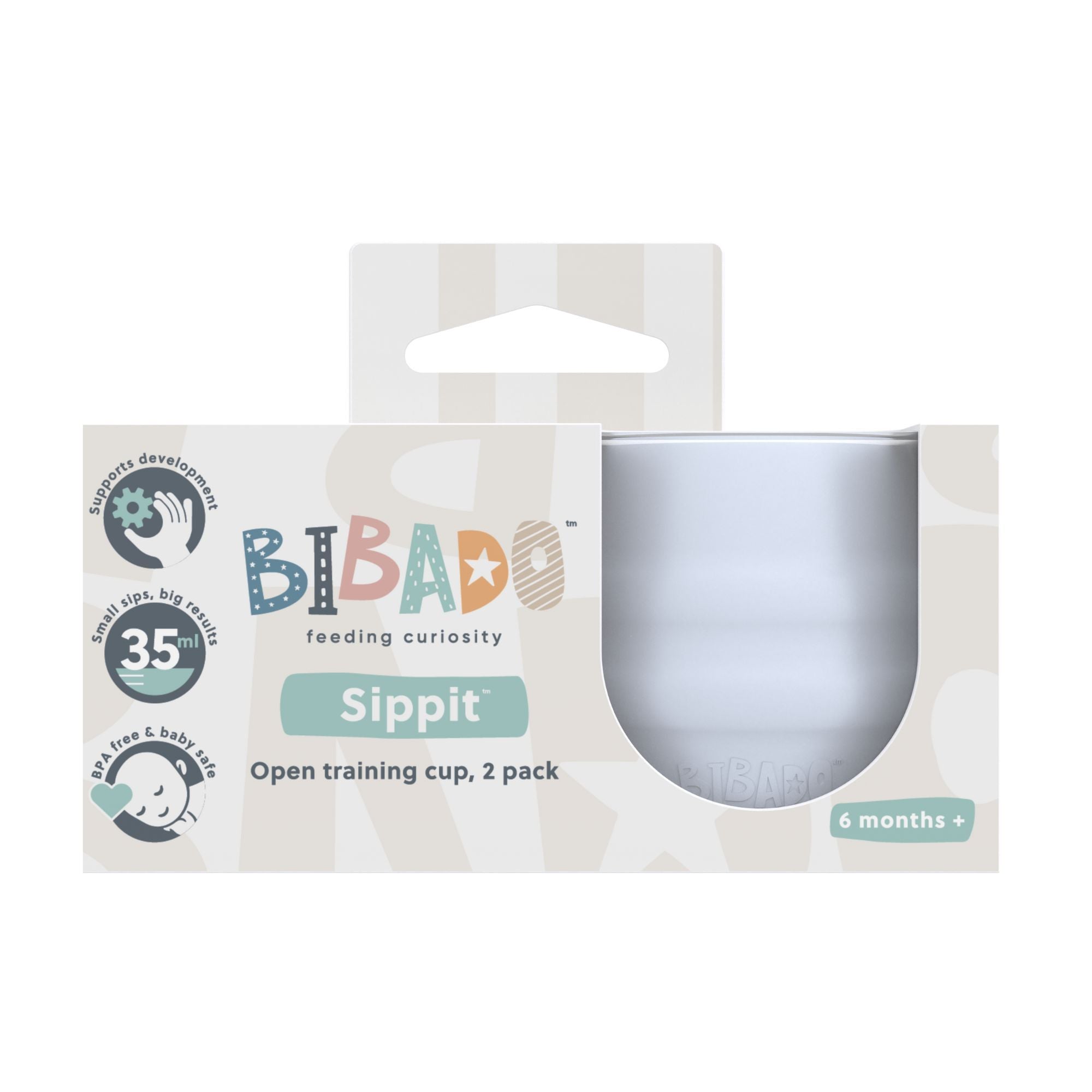 BiBaDo Sippit™- Anti-Slip Silicone Open Drinking Cup - Mist - For Infants- Pack of 2