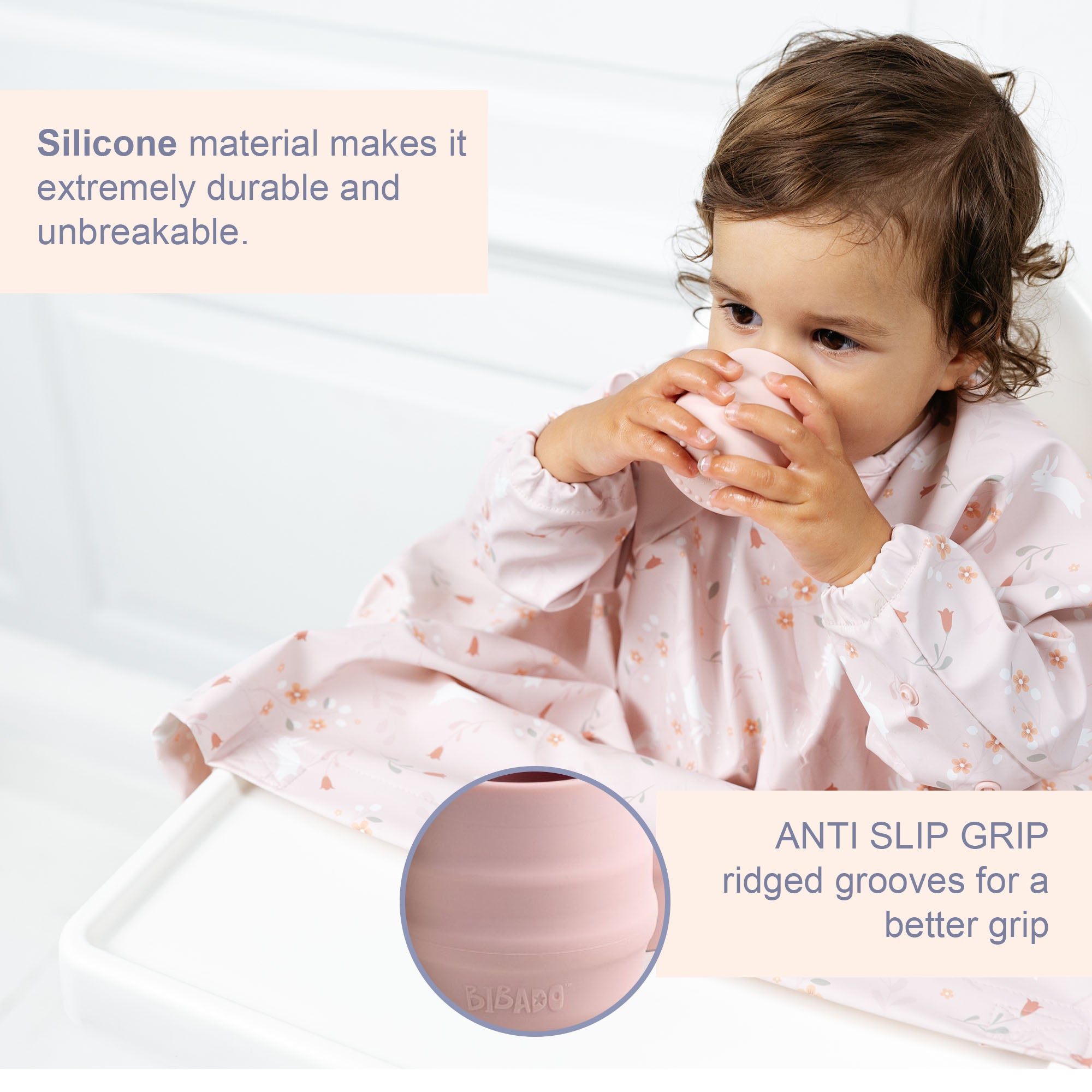 BiBaDo Sippit™- Anti-Slip Silicone Open Drinking Cup - Blush - For Infants- Pack of 2