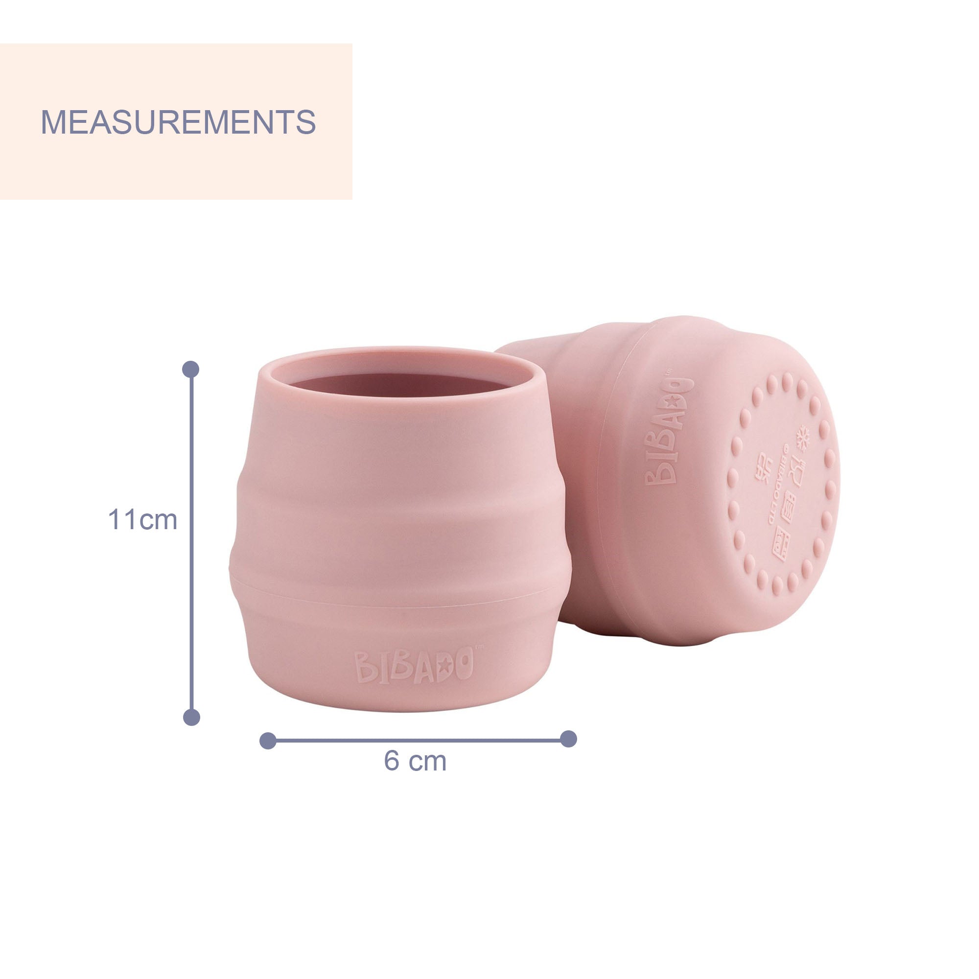 BiBaDo Sippit™- Anti-Slip Silicone Open Drinking Cup - Blush - For Infants- Pack of 2