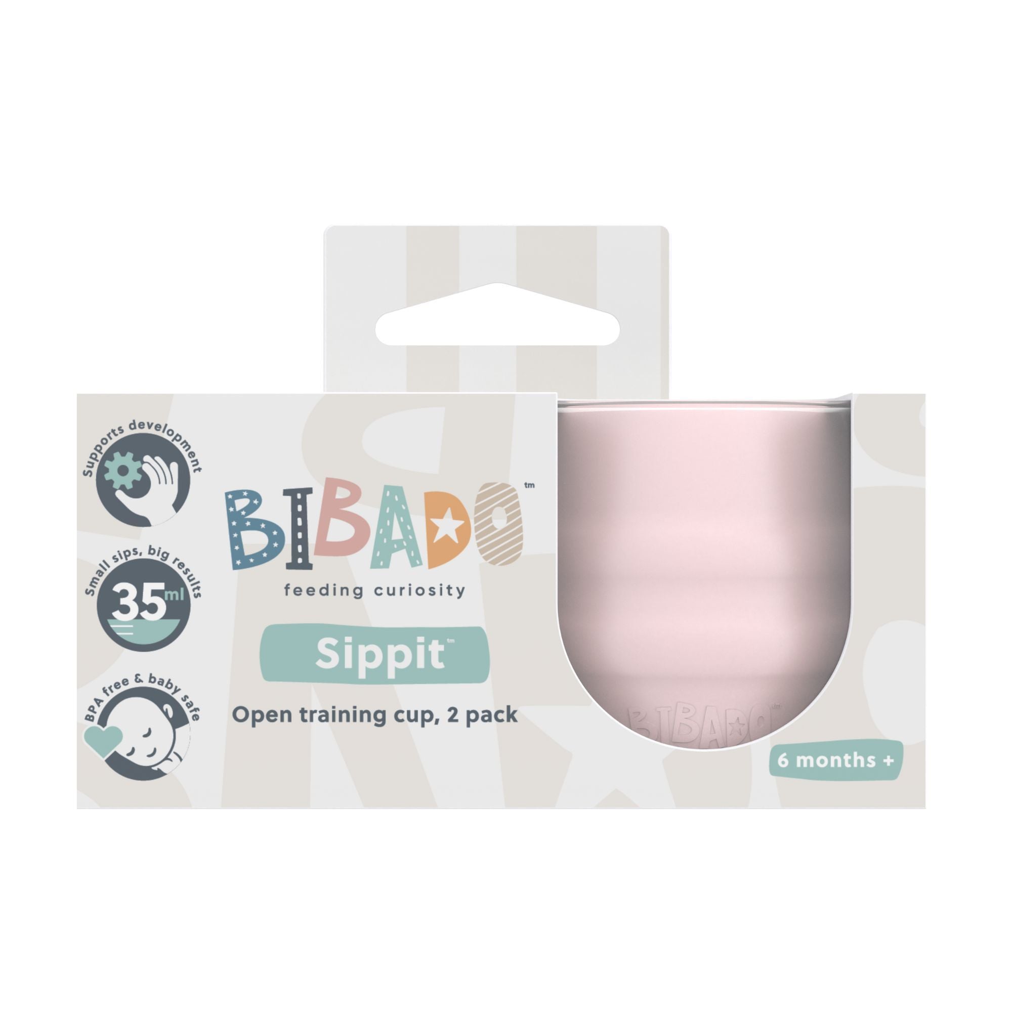 BiBaDo Sippit™- Anti-Slip Silicone Open Drinking Cup - Blush - For Infants- Pack of 2