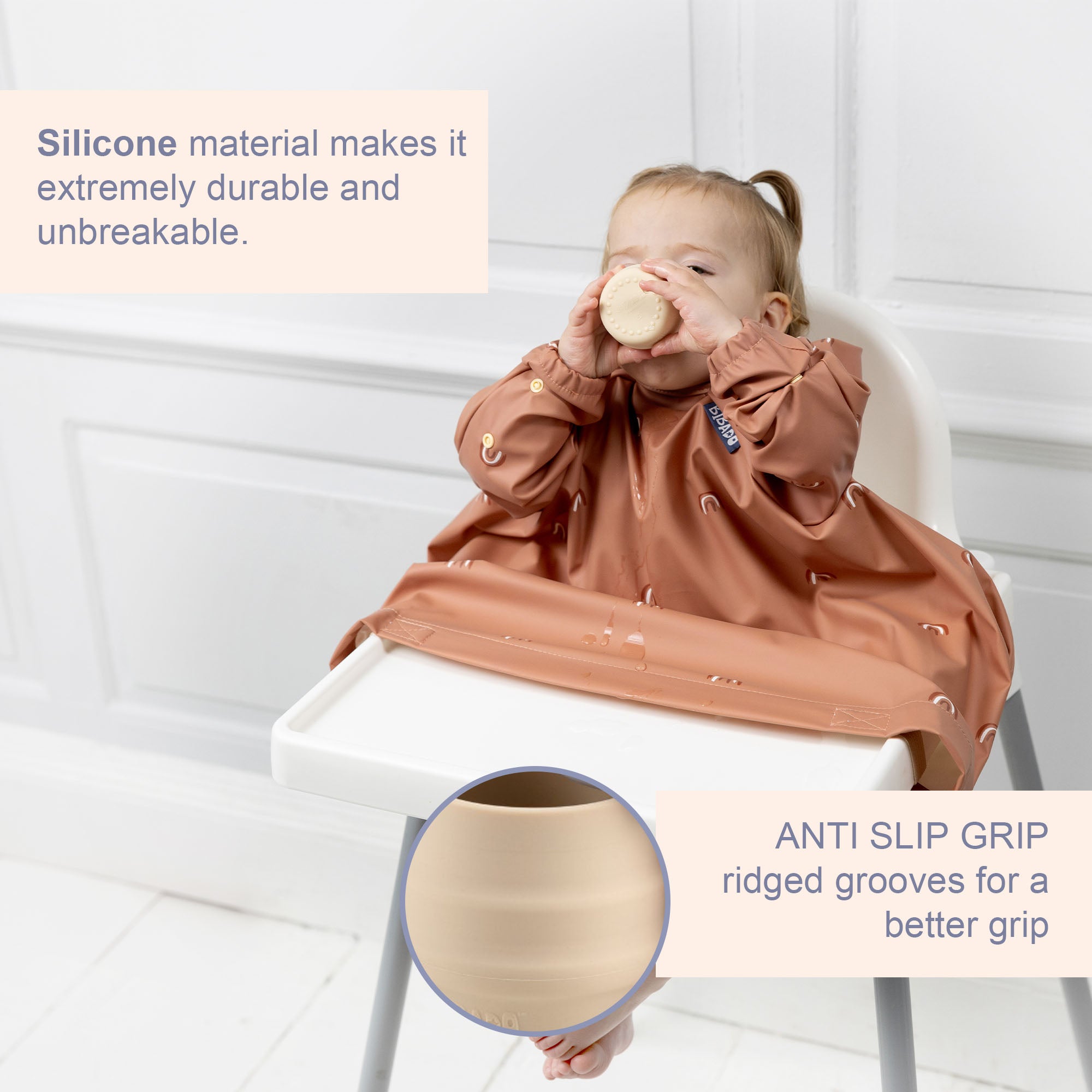 BiBaDo Sippit™- Anti-Slip Silicone Open Drinking Cup - Fawn - For Infants- Pack of 2