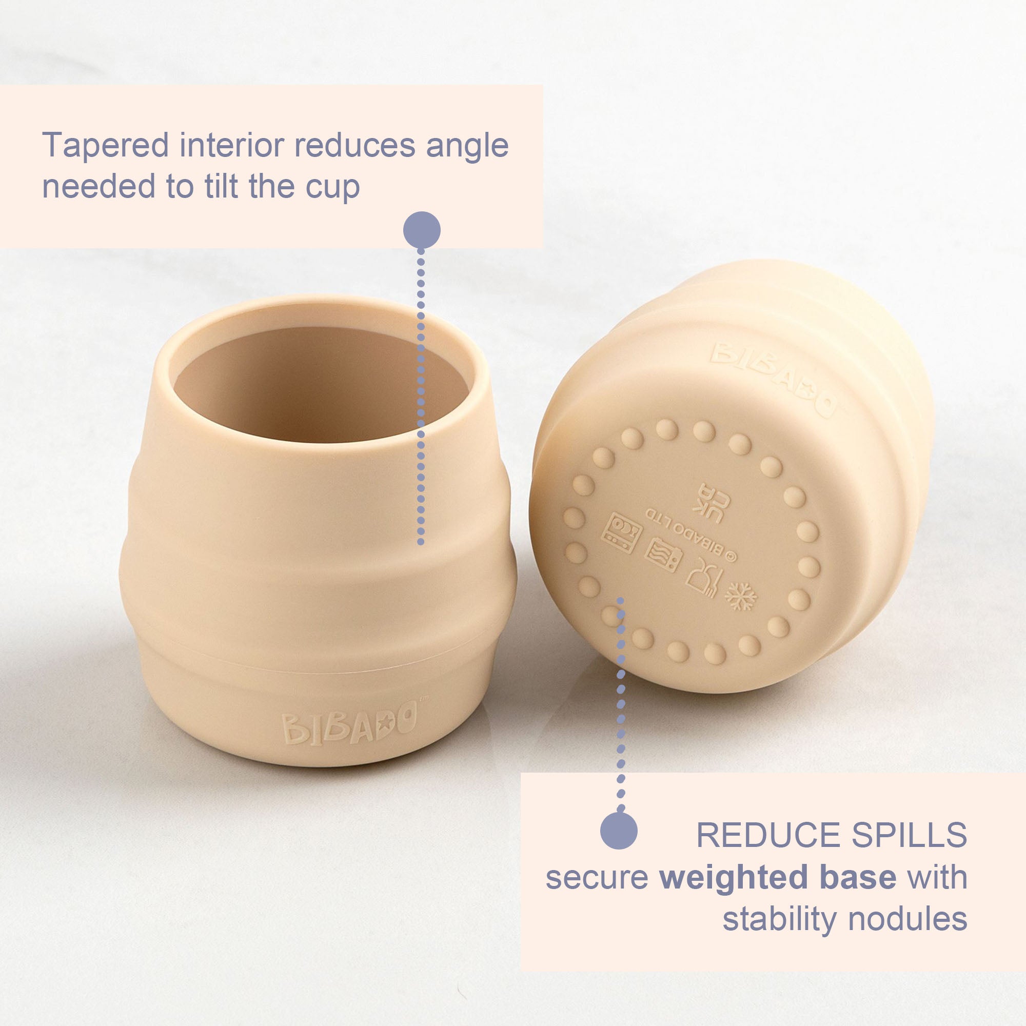 BiBaDo Sippit™- Anti-Slip Silicone Open Drinking Cup - Fawn - For Infants- Pack of 2