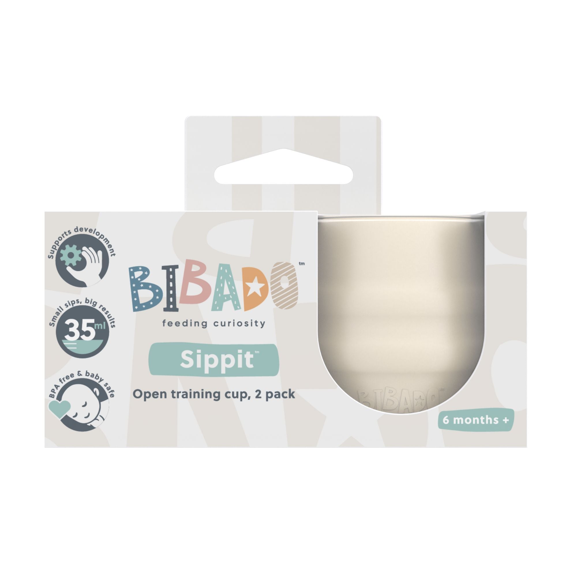 BiBaDo Sippit™- Anti-Slip Silicone Open Drinking Cup - Fawn - For Infants- Pack of 2