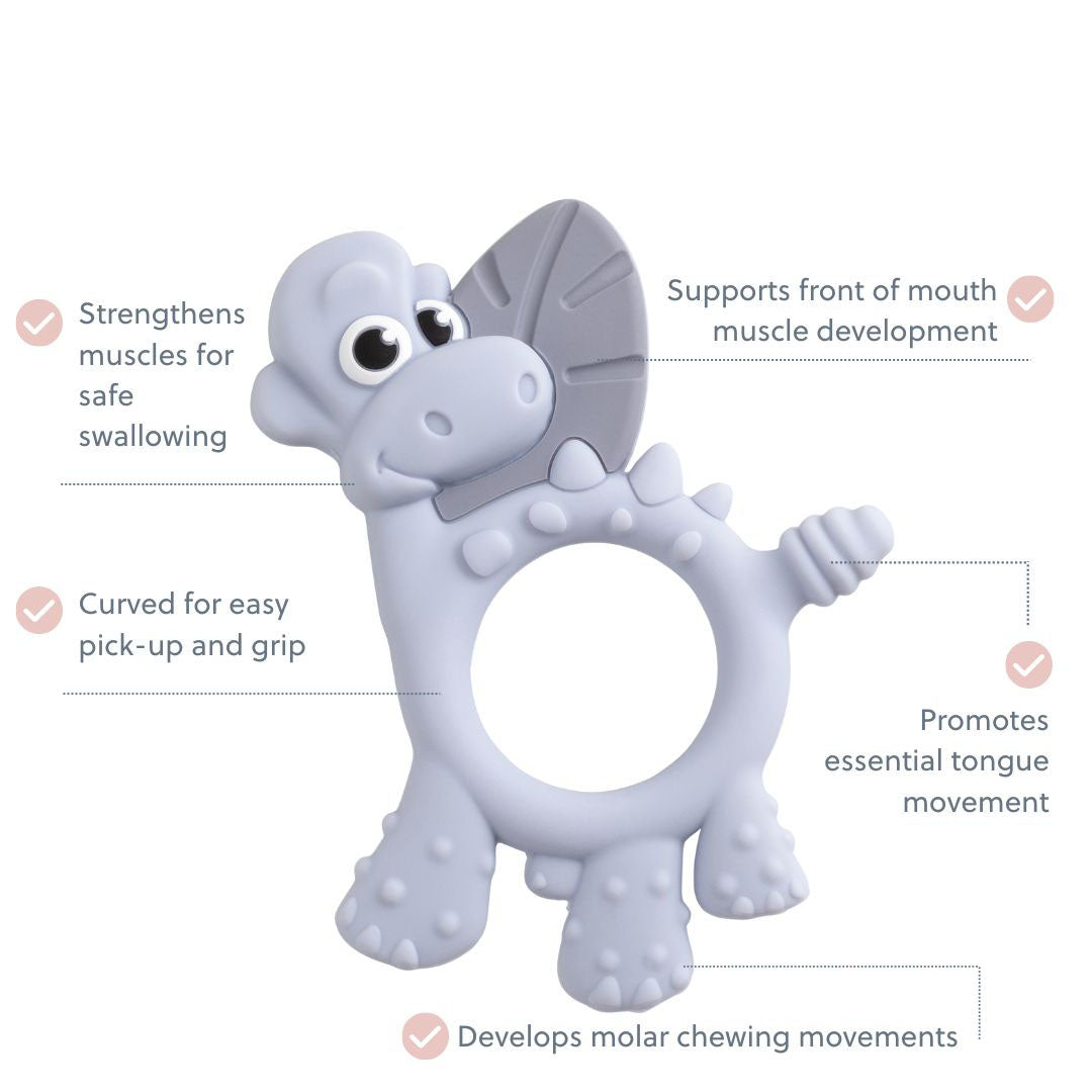 BiBaDo Dotty the Dinosaur- Silicone Multi Sensory Teether - Mist - 3m+