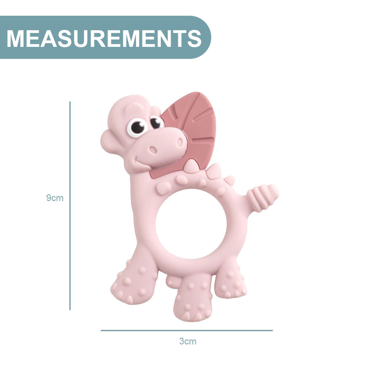 BiBaDo Dotty the Dinosaur- Silicone Multi Sensory Teether - Blush- 3m+