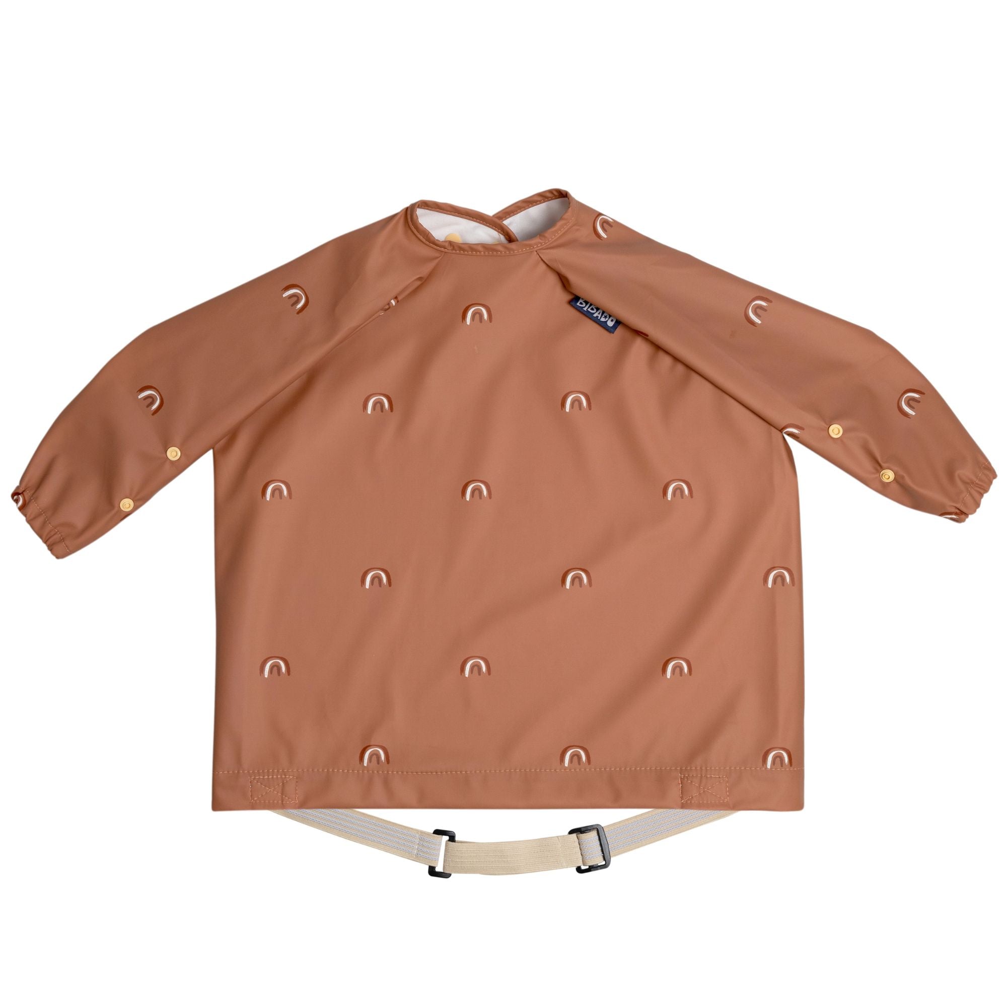 BiBaDo Stain & Water Proof Long Sleeve Coverall Shirt Weaning Bib Chasing Rainbows Print- Brown - For Infants