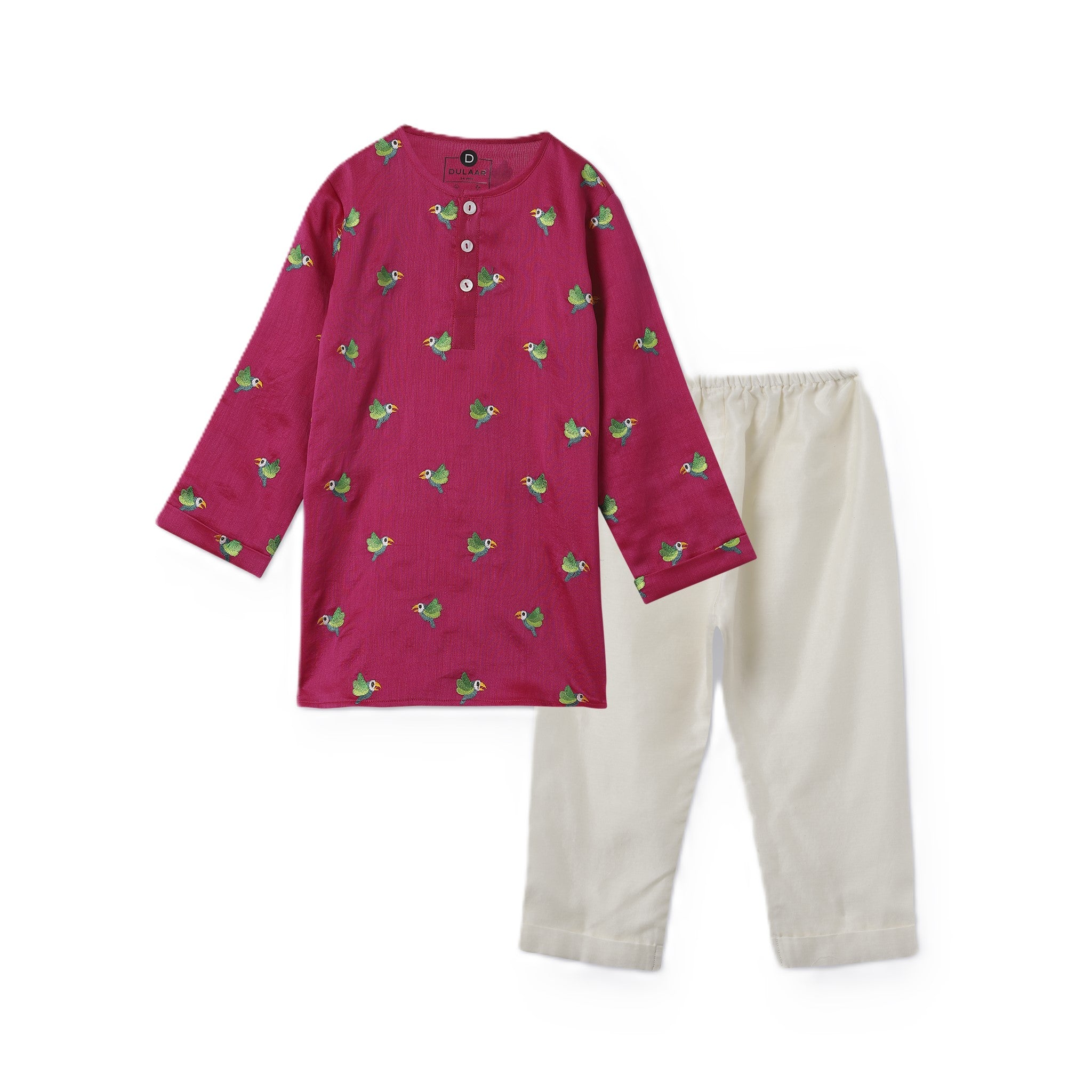 Chanderi Kurta Pyjama Set | Embroidered