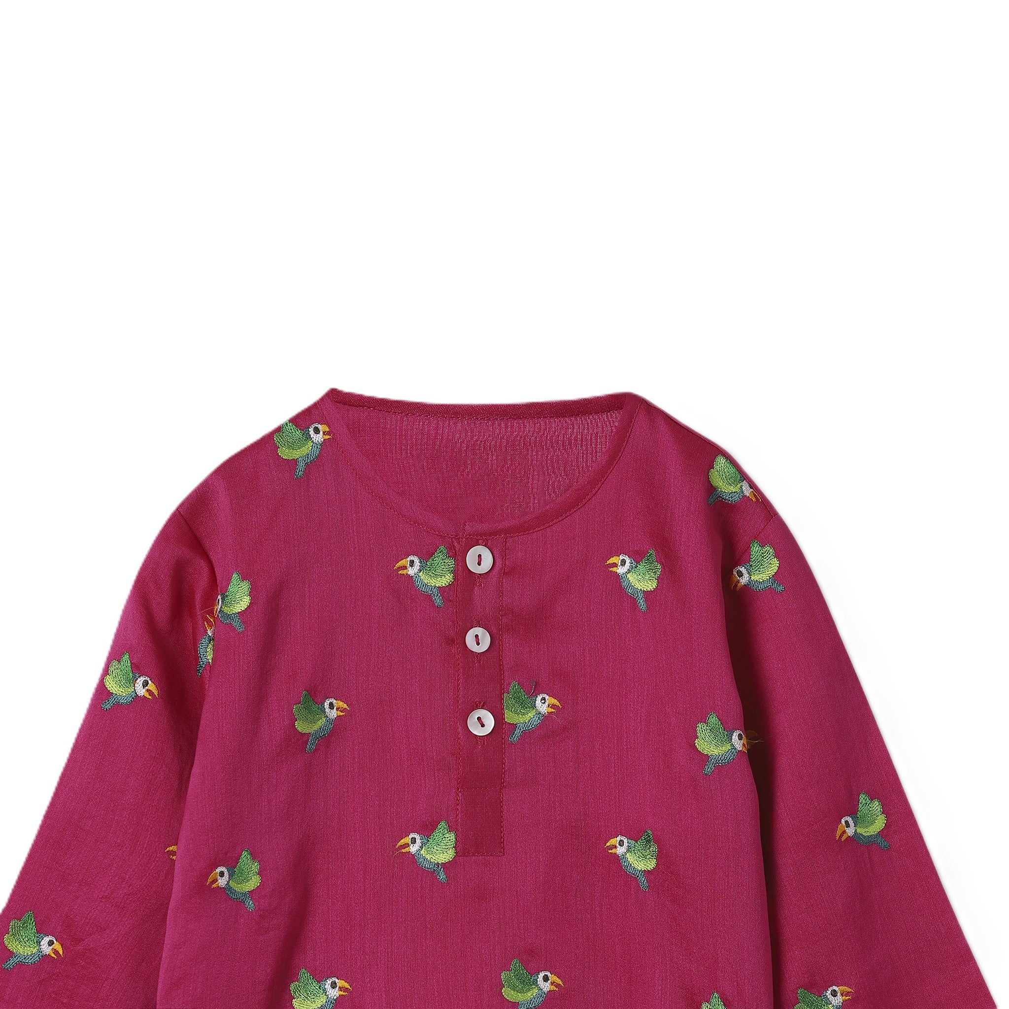 Chanderi Kurta Pyjama Set | Embroidered