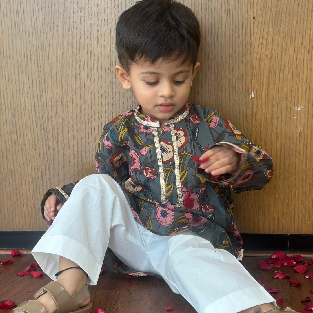 Cotton Kurta Pyjama Set (Gota Work)