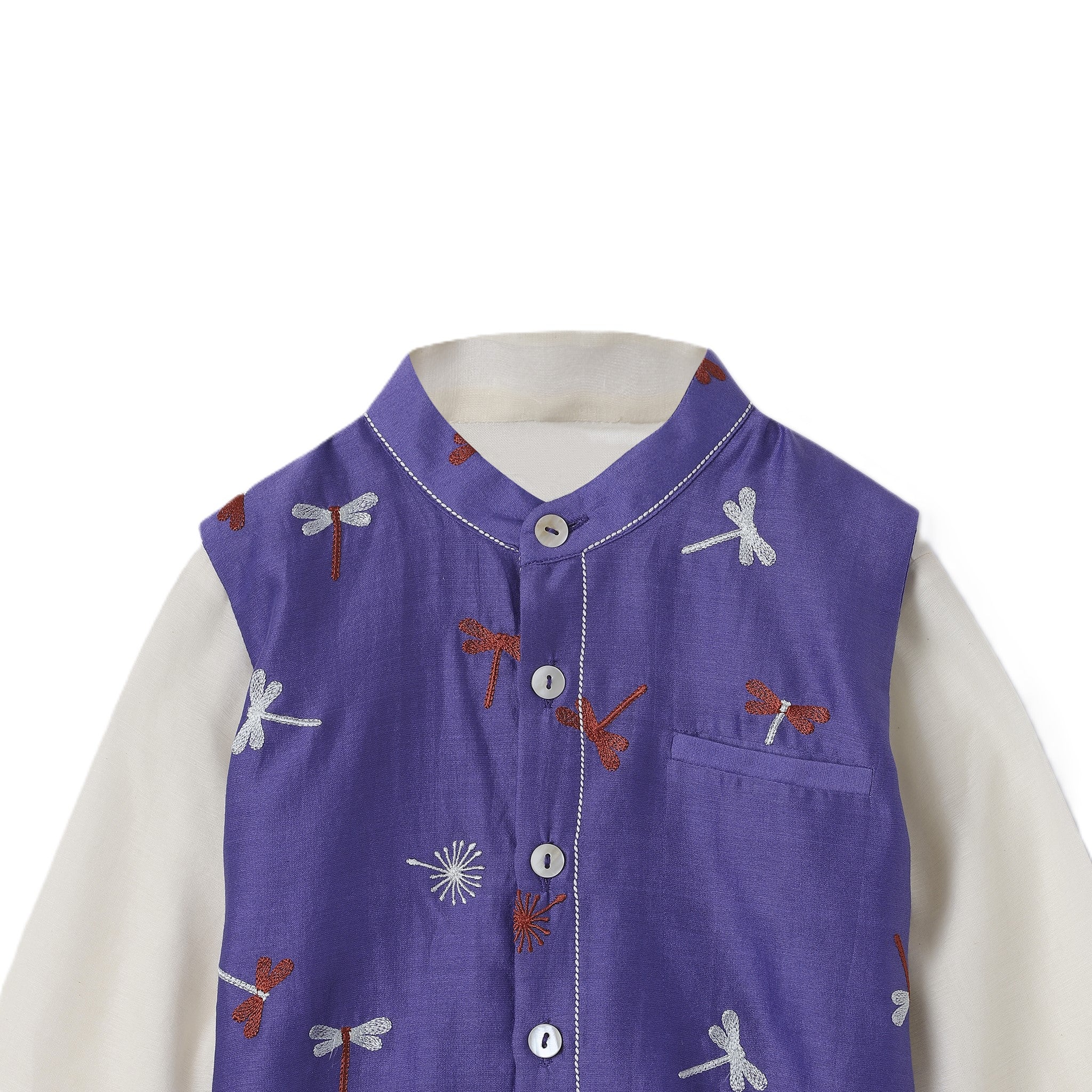 Chanderi Kurta Pyjama & Bandi Set