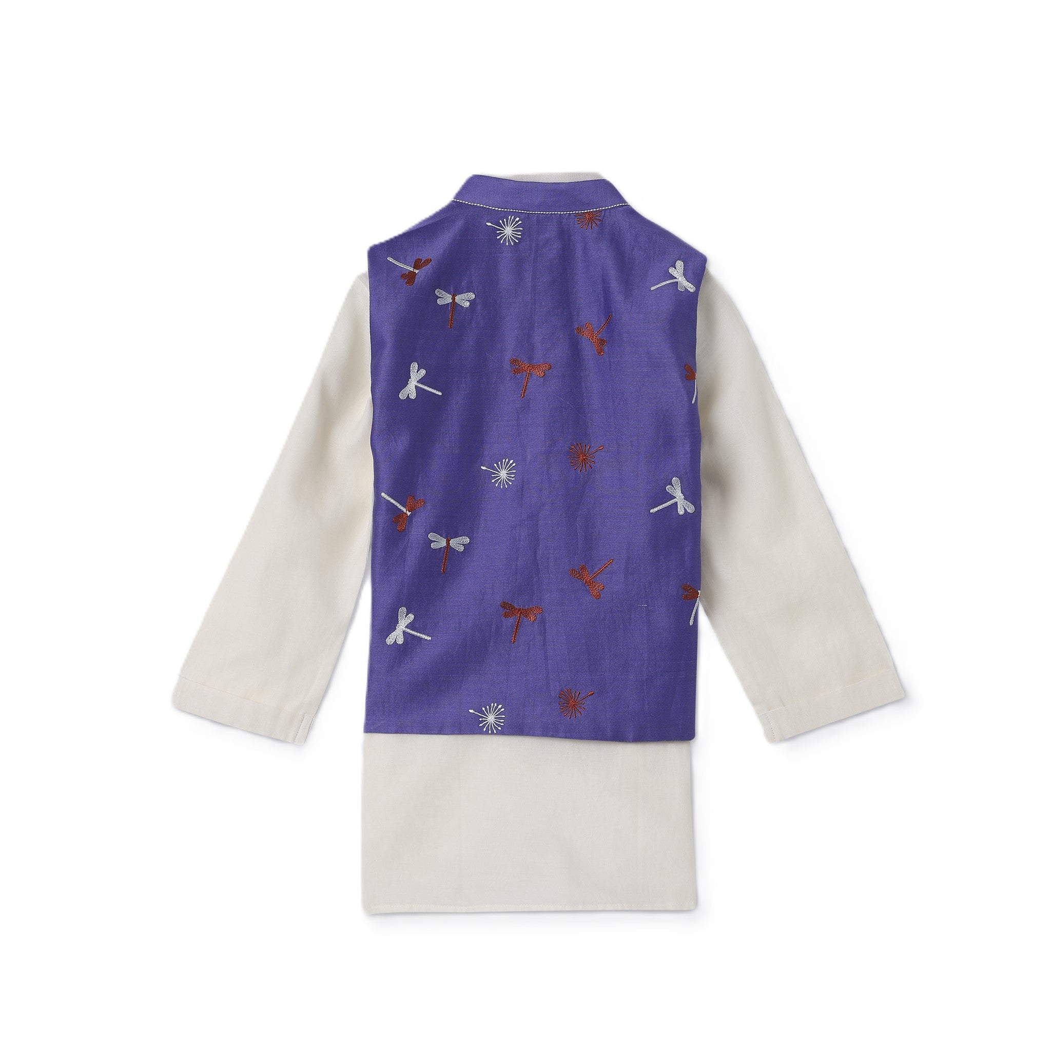 Chanderi Kurta Pyjama & Bandi Set