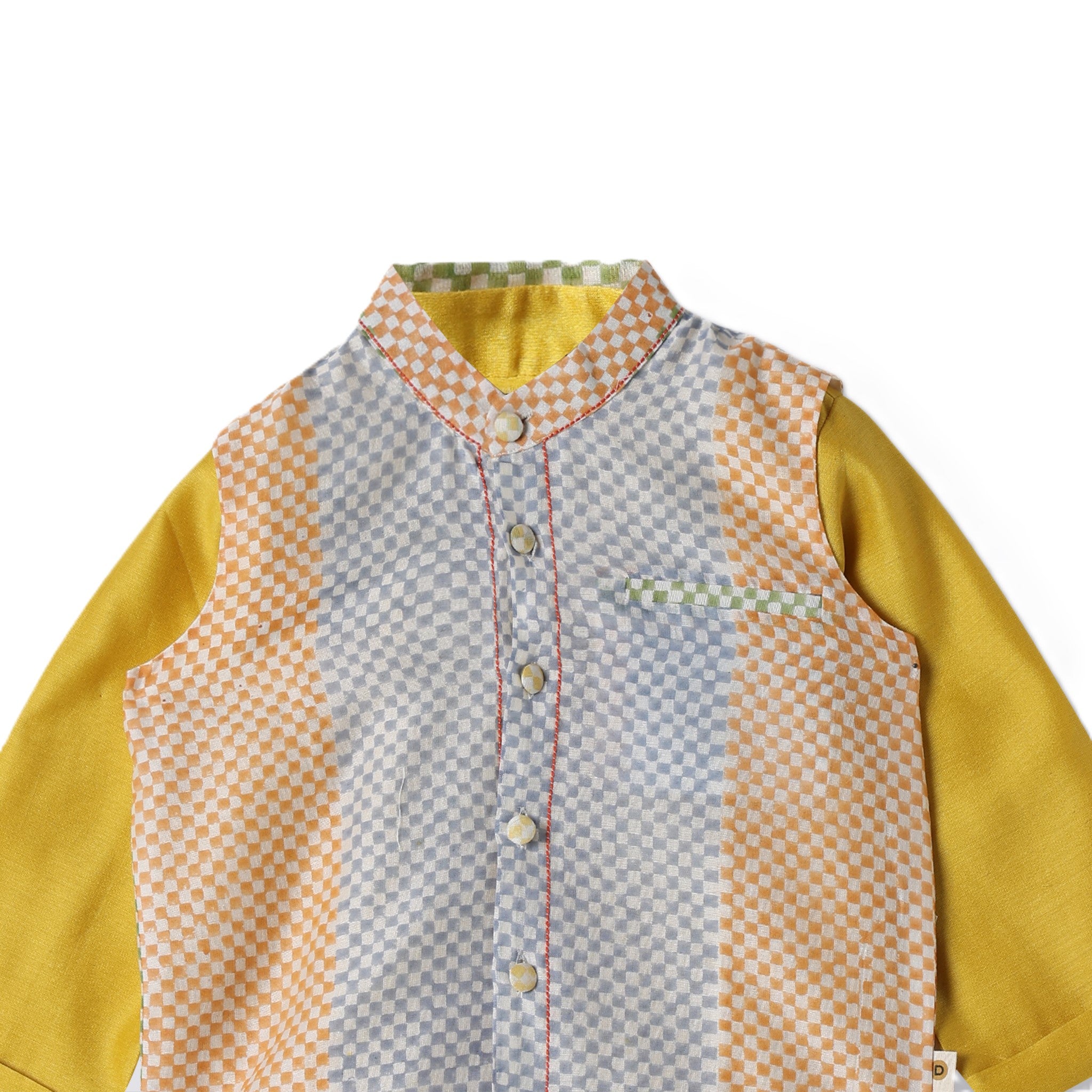 Chanderi Kurta Pyjama & Bandi Set