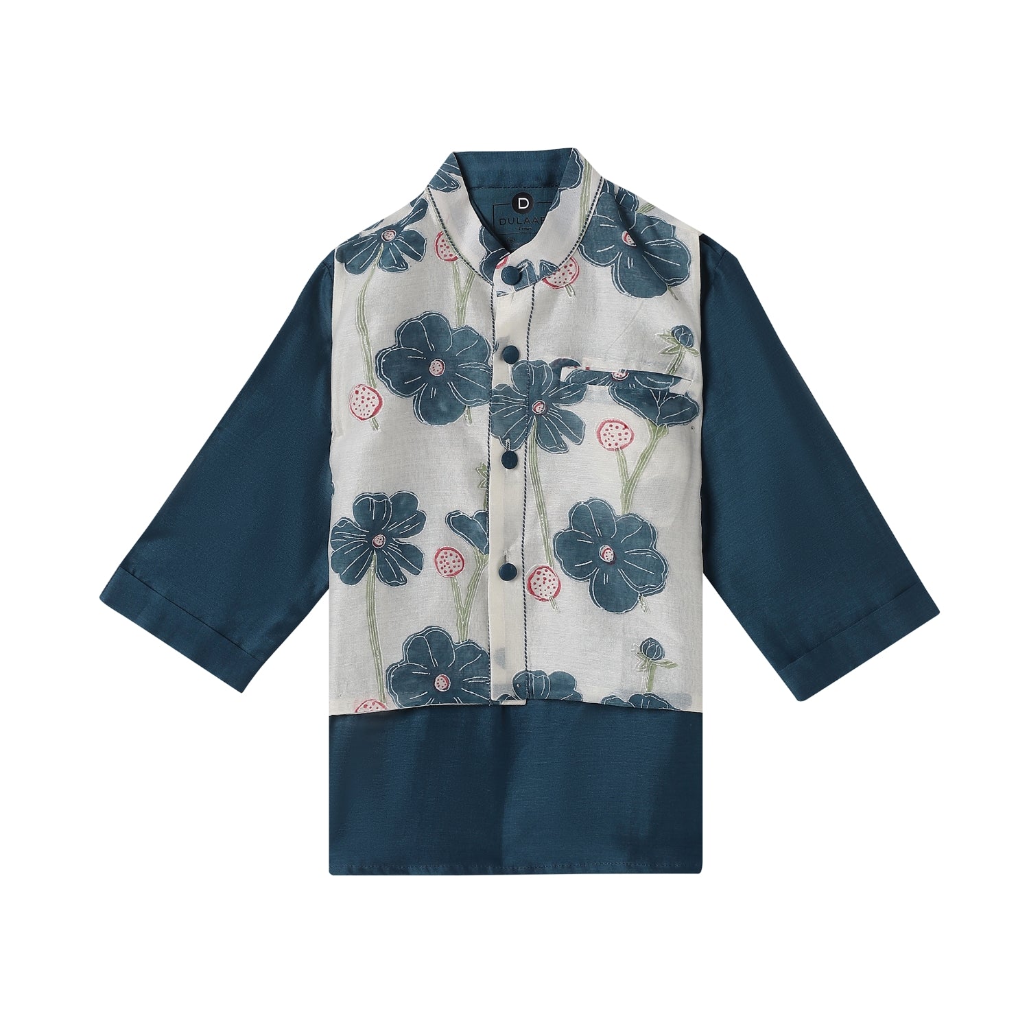 Chanderi Kurta Pyjama & Bandi Set