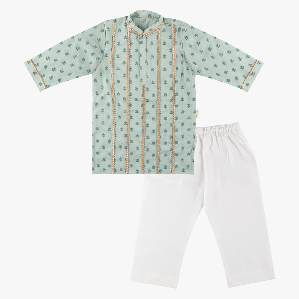 Cotton Kurta Pyjama Set | Hand-Block Printed (Gota Work)