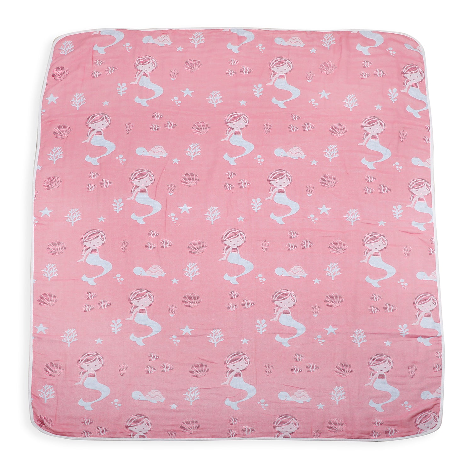 Mermaid Peach Embossed Baby XL Muslin Blanket