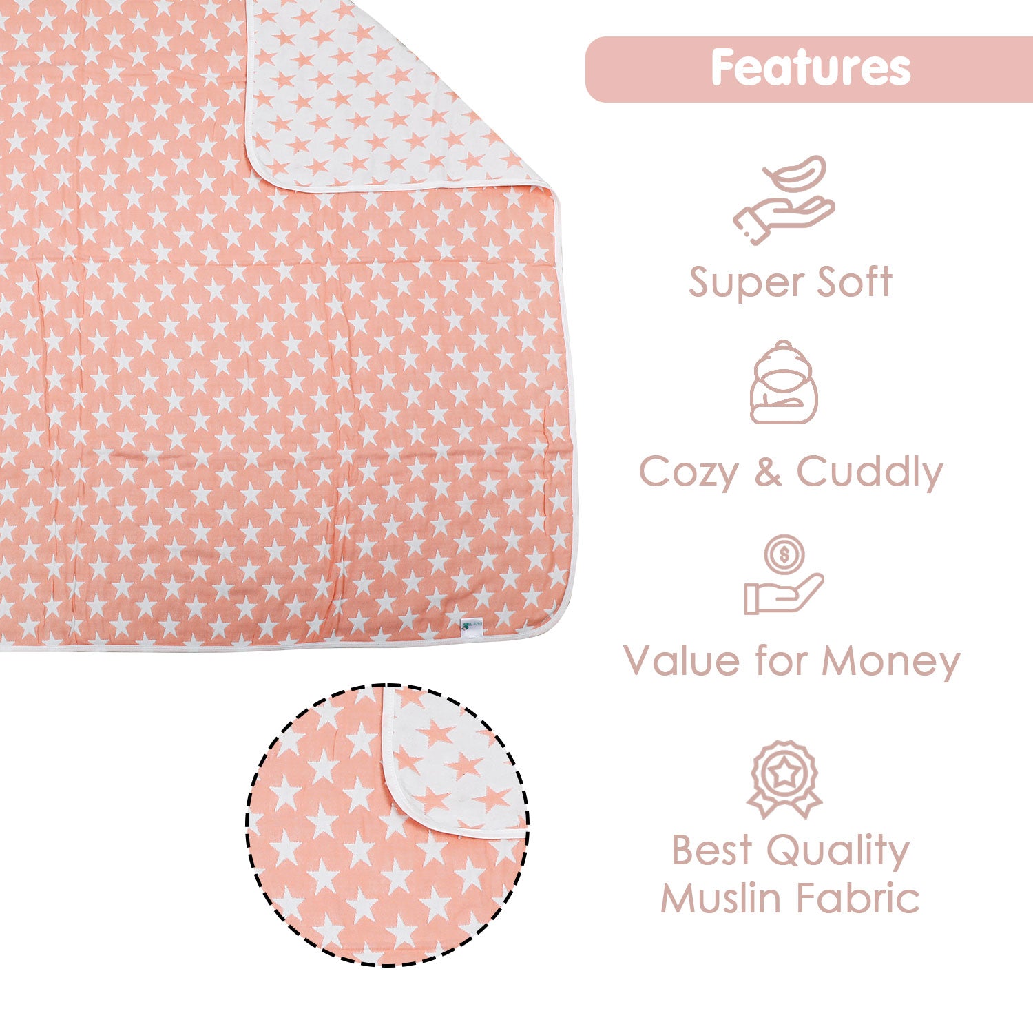 Your Star Is Born Peach Muslin Blanket