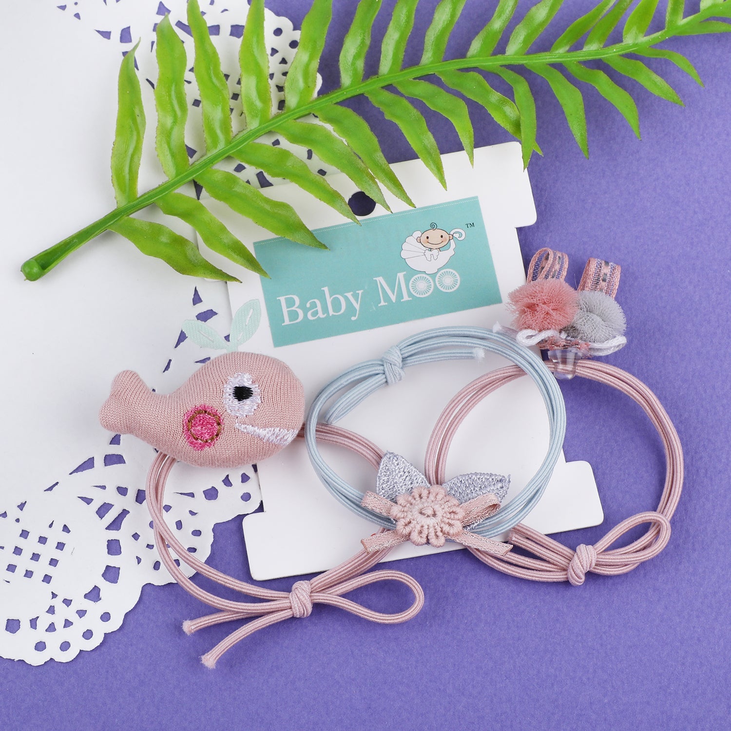 Whale Rubber Bands Hair Accessories 3 Pcs - Pink - Baby Moo