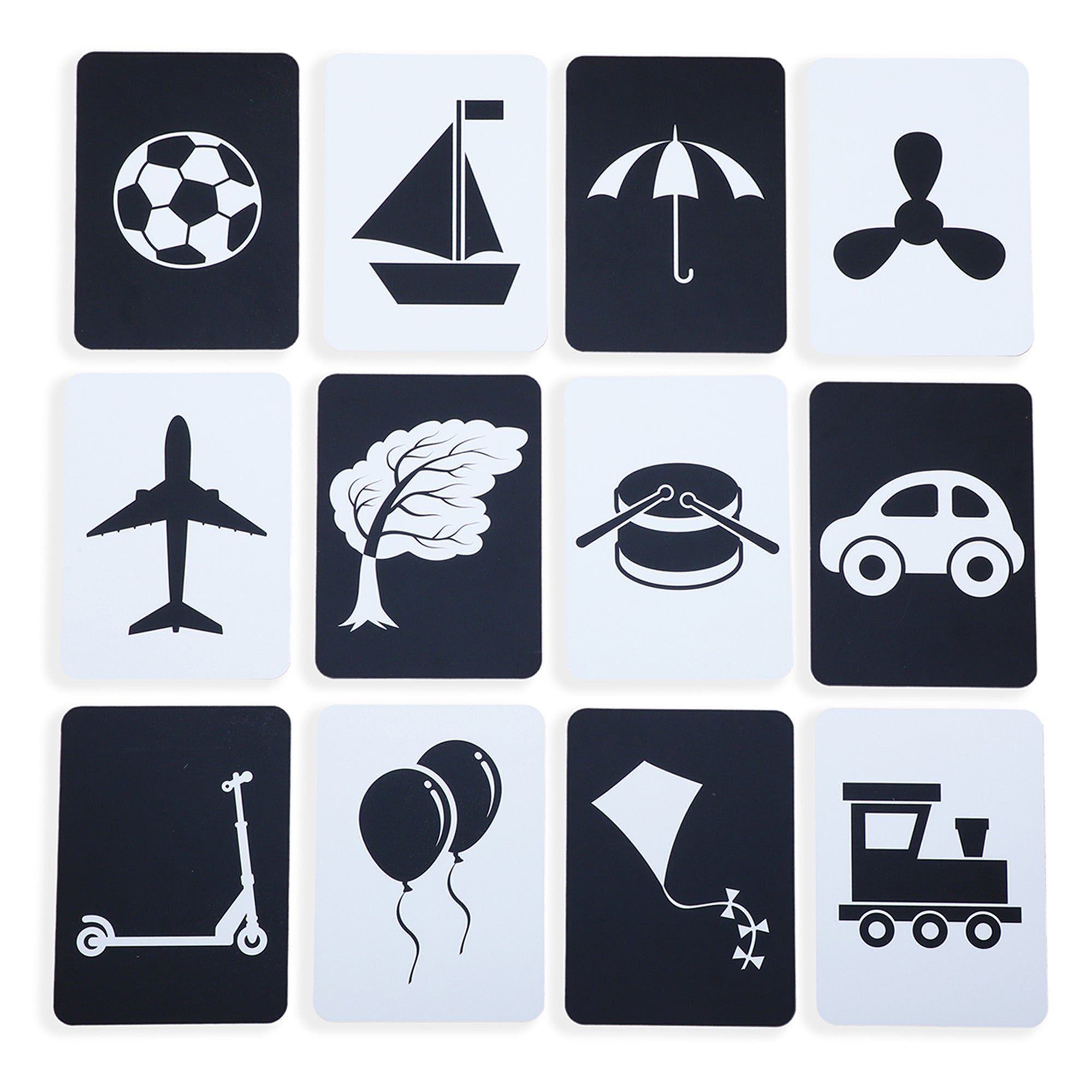 Baby Moo High Contrast Flash Cards Pack of 12 - Objects And Vehicles