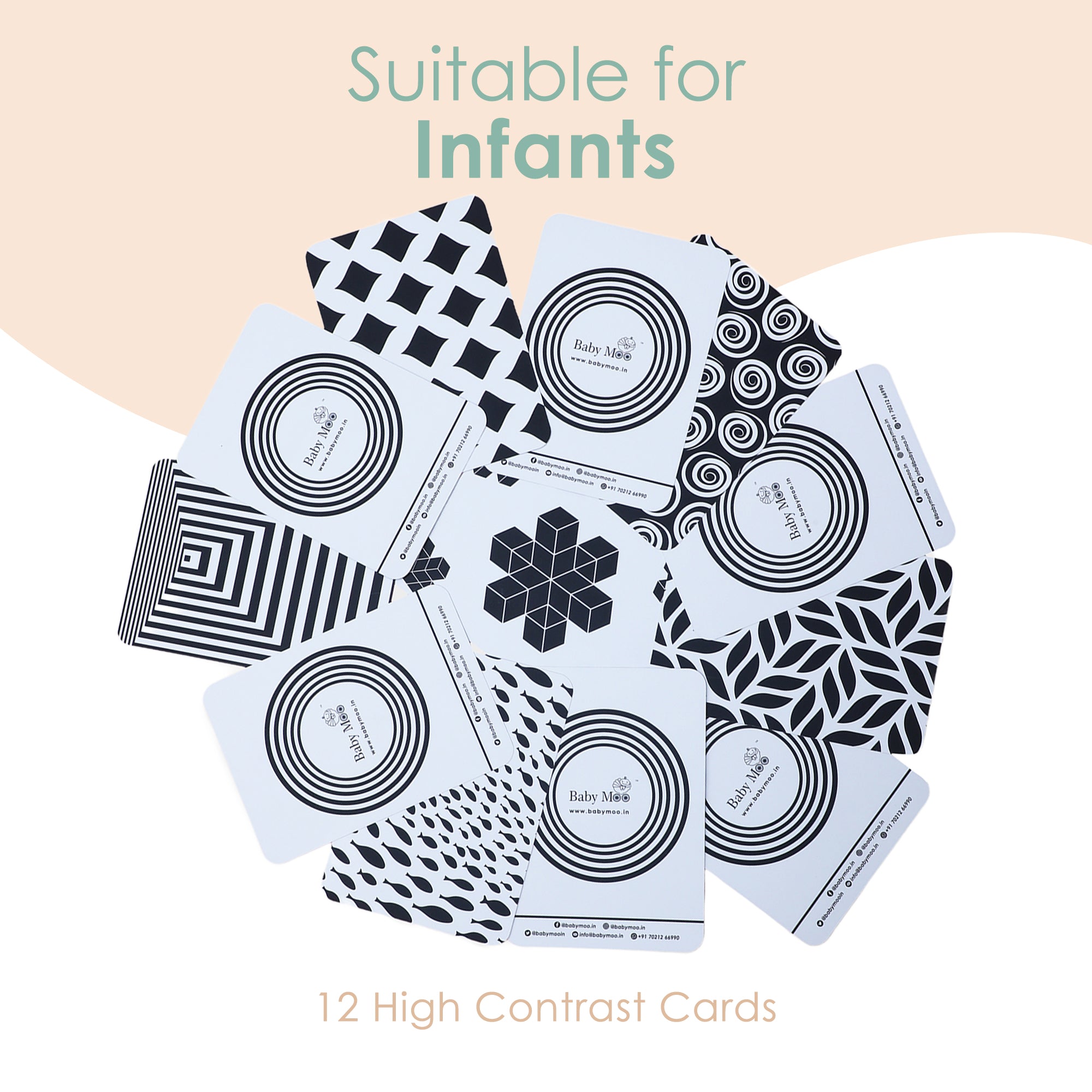 Baby Moo High Contrast Flash Cards Pack of 12 - Patterns