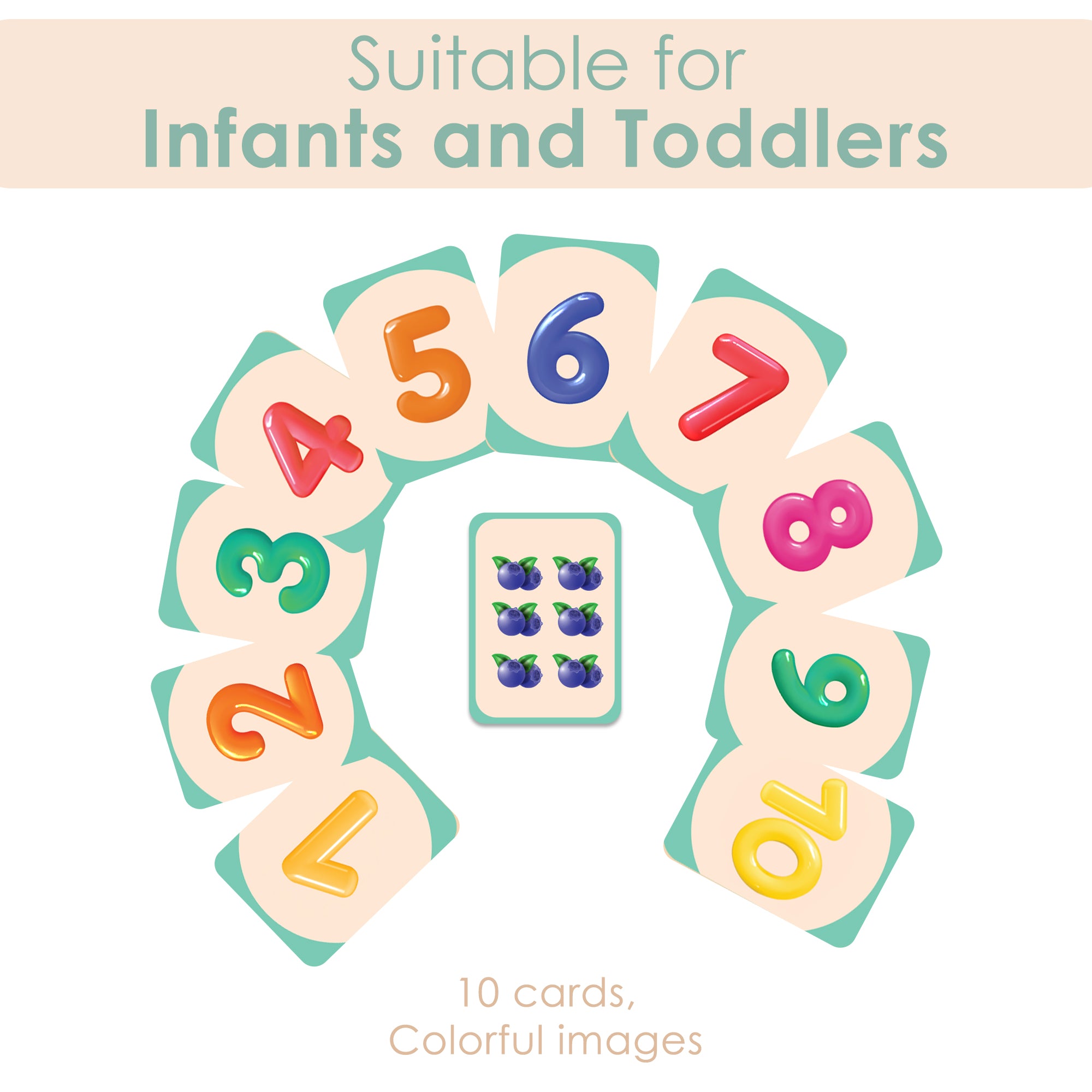 Baby Moo Numbers 1 To 10 Flash Cards - Green, Peach