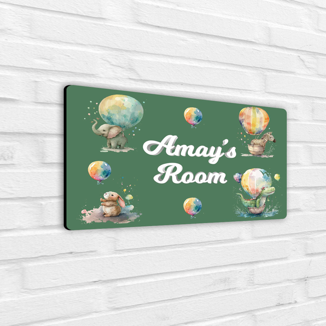 Balloon Safari Name Plate (Standard) (kids)