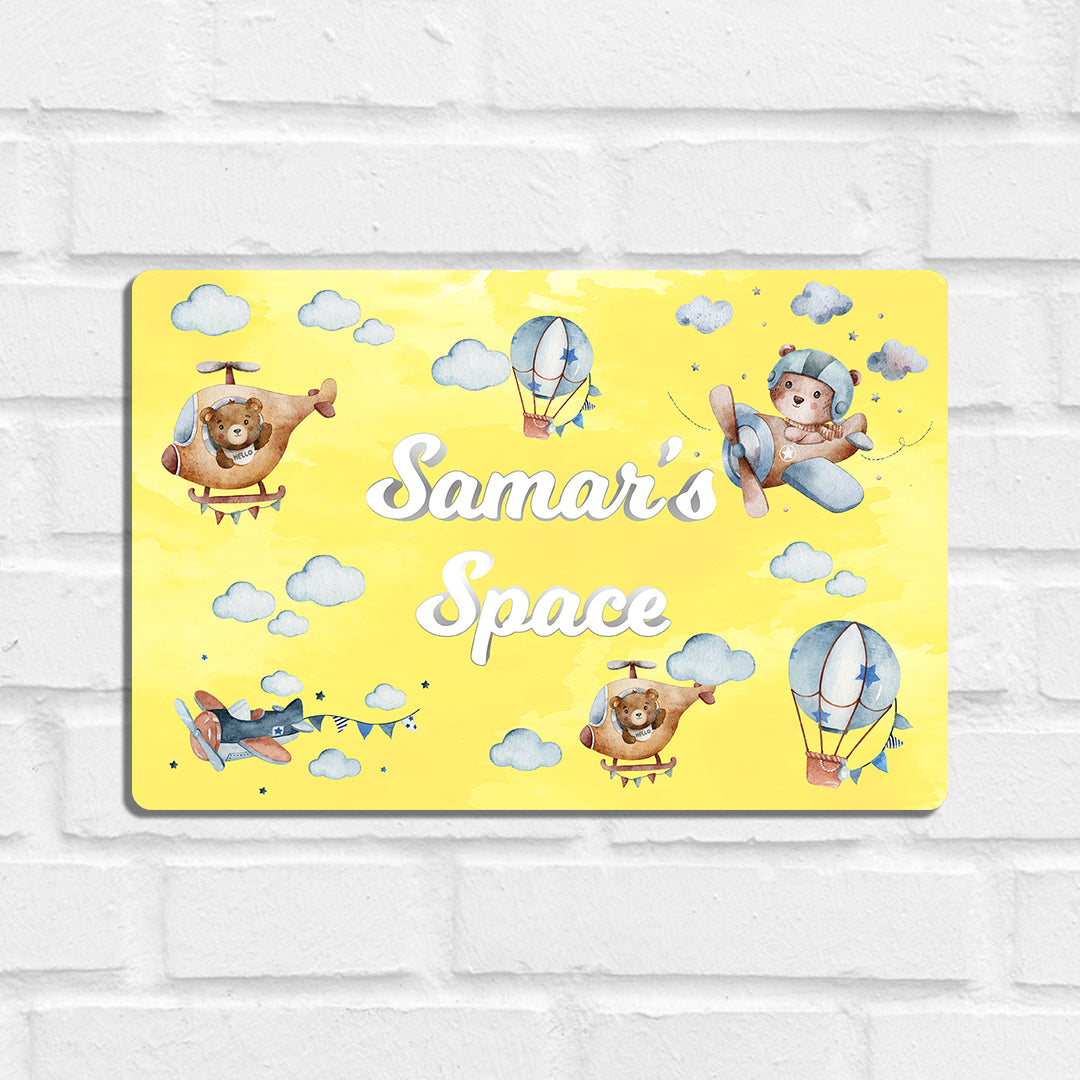 Teddy's Flight Name Plate (Standard) (kids)