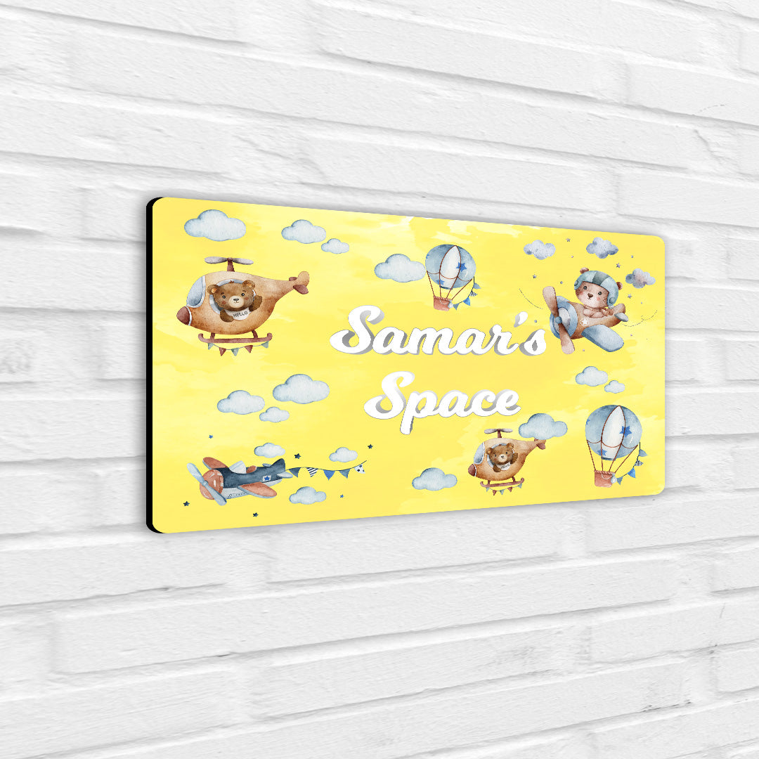 Teddy's Flight Name Plate (Standard) (kids)