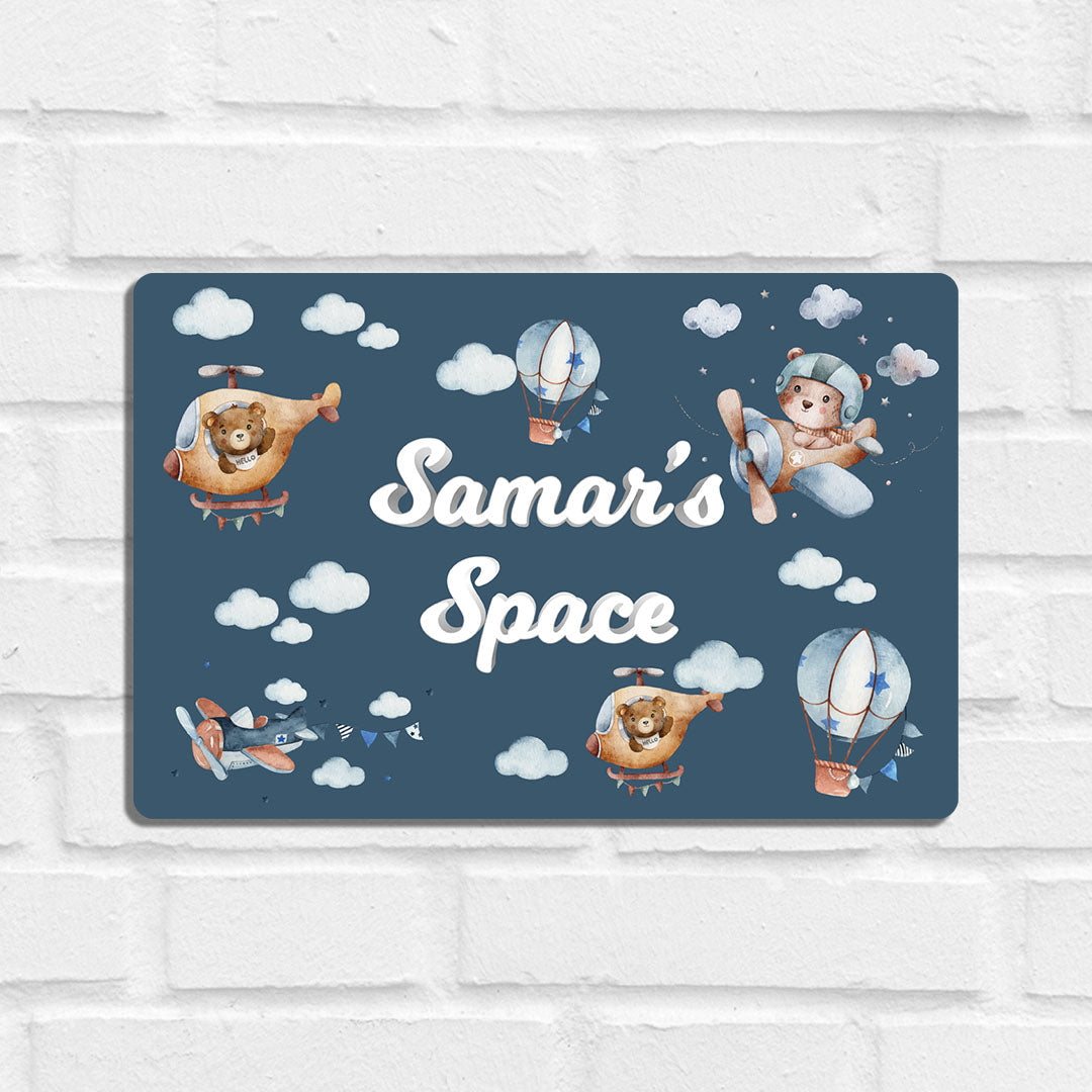 Teddy's Flight Name Plate (Standard) (kids)