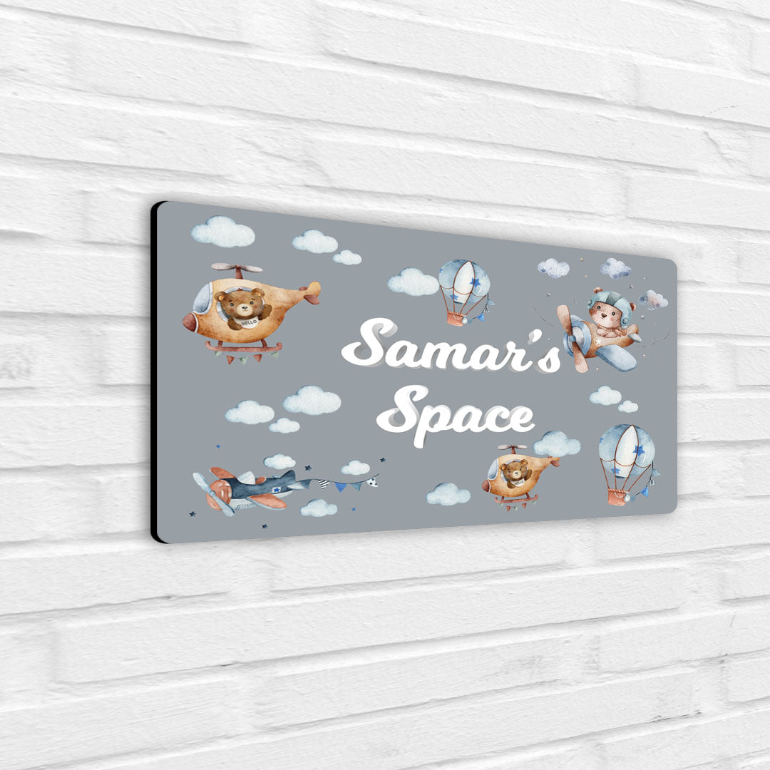 Teddy's Flight Name Plate (Standard) (kids)