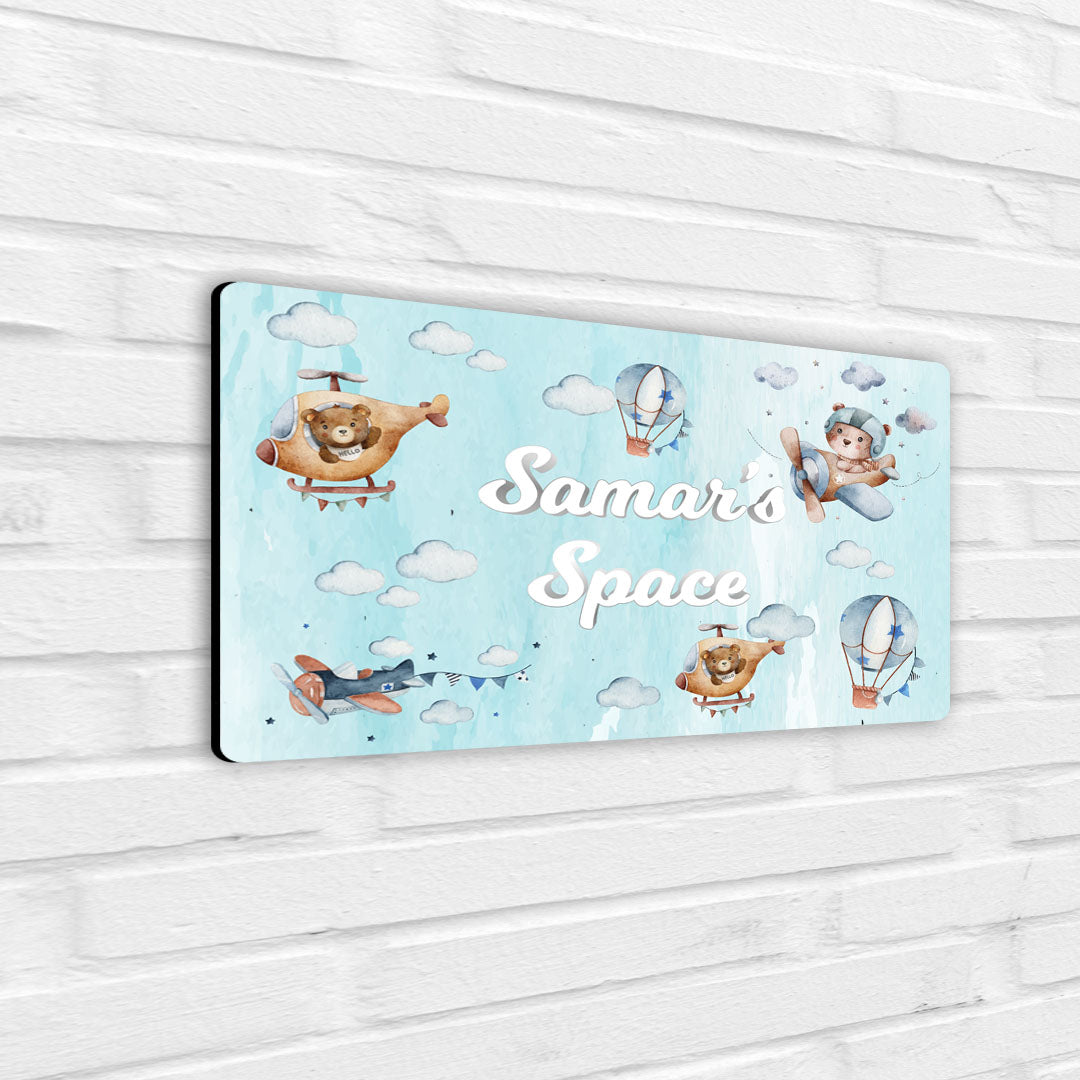 Teddy's Flight Name Plate (Standard) (kids)