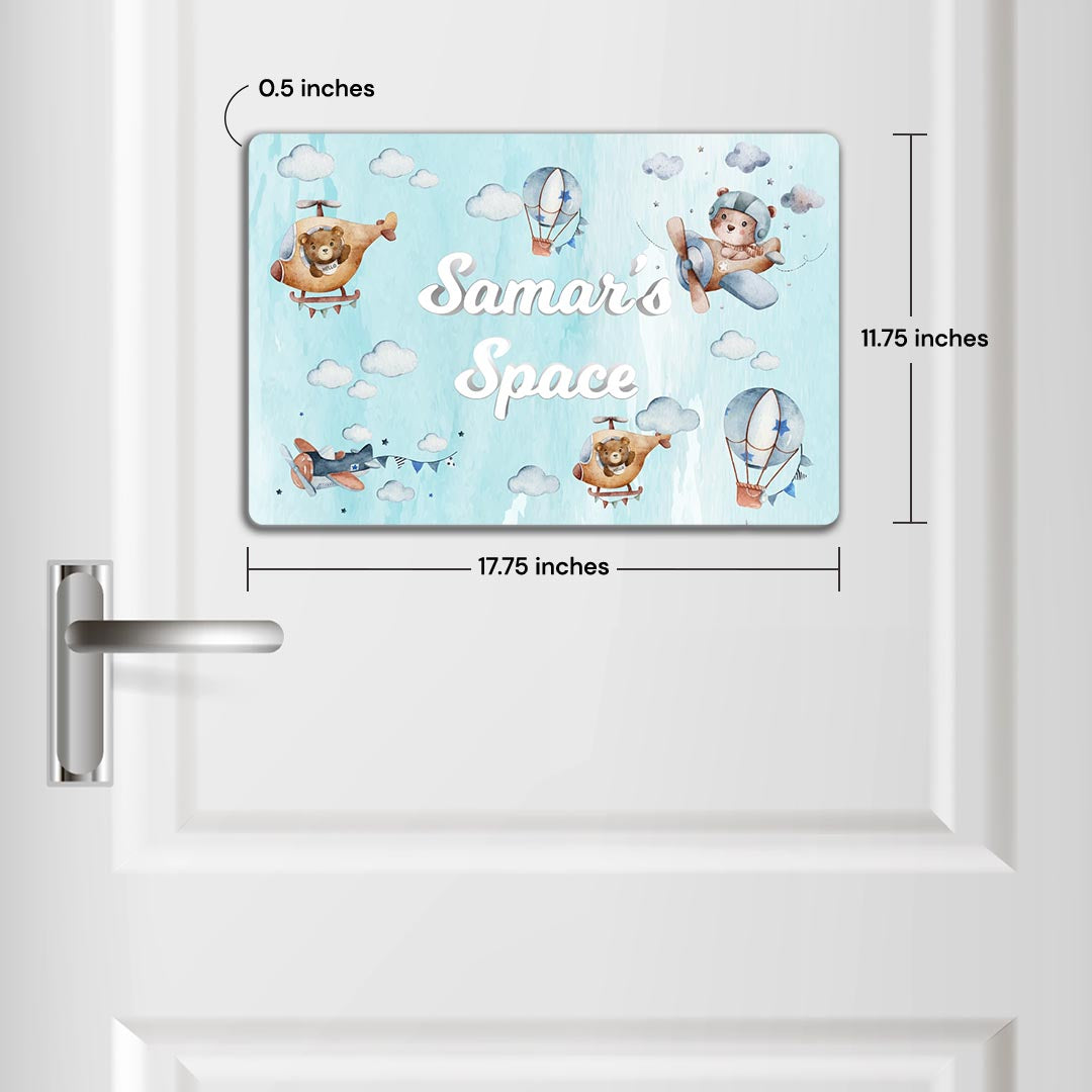 Teddy's Flight Name Plate (Standard) (kids)