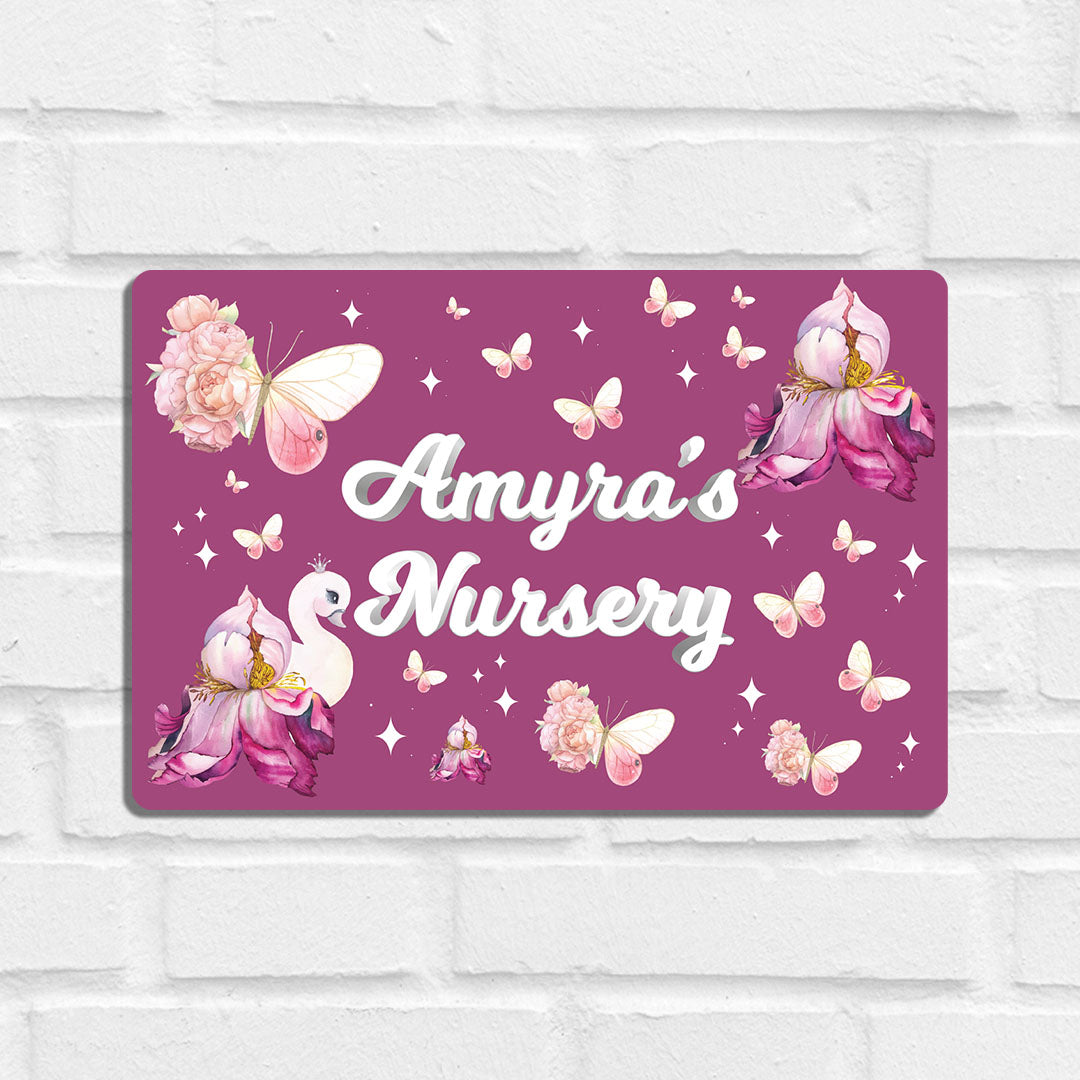 Butterfly Swan Blossom Name Plate (Standard) (kids)