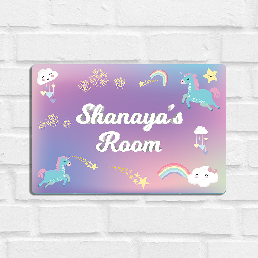 Unicorns & Rainbow Name Plate (Standard) (kids)