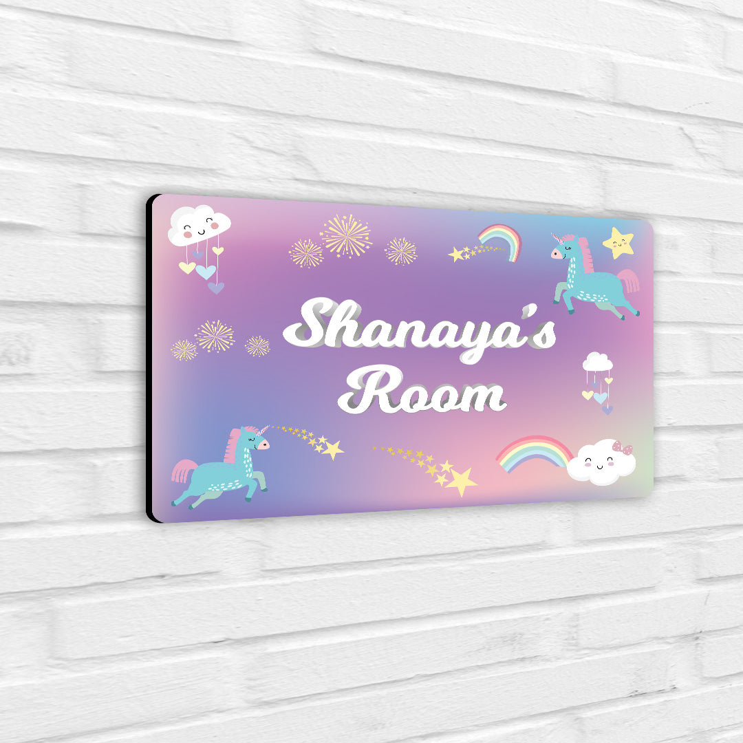 Unicorns & Rainbow Name Plate (Standard) (kids)