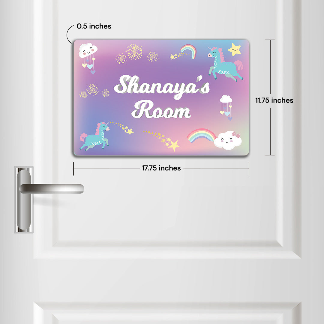 Unicorns & Rainbow Name Plate (Standard) (kids)