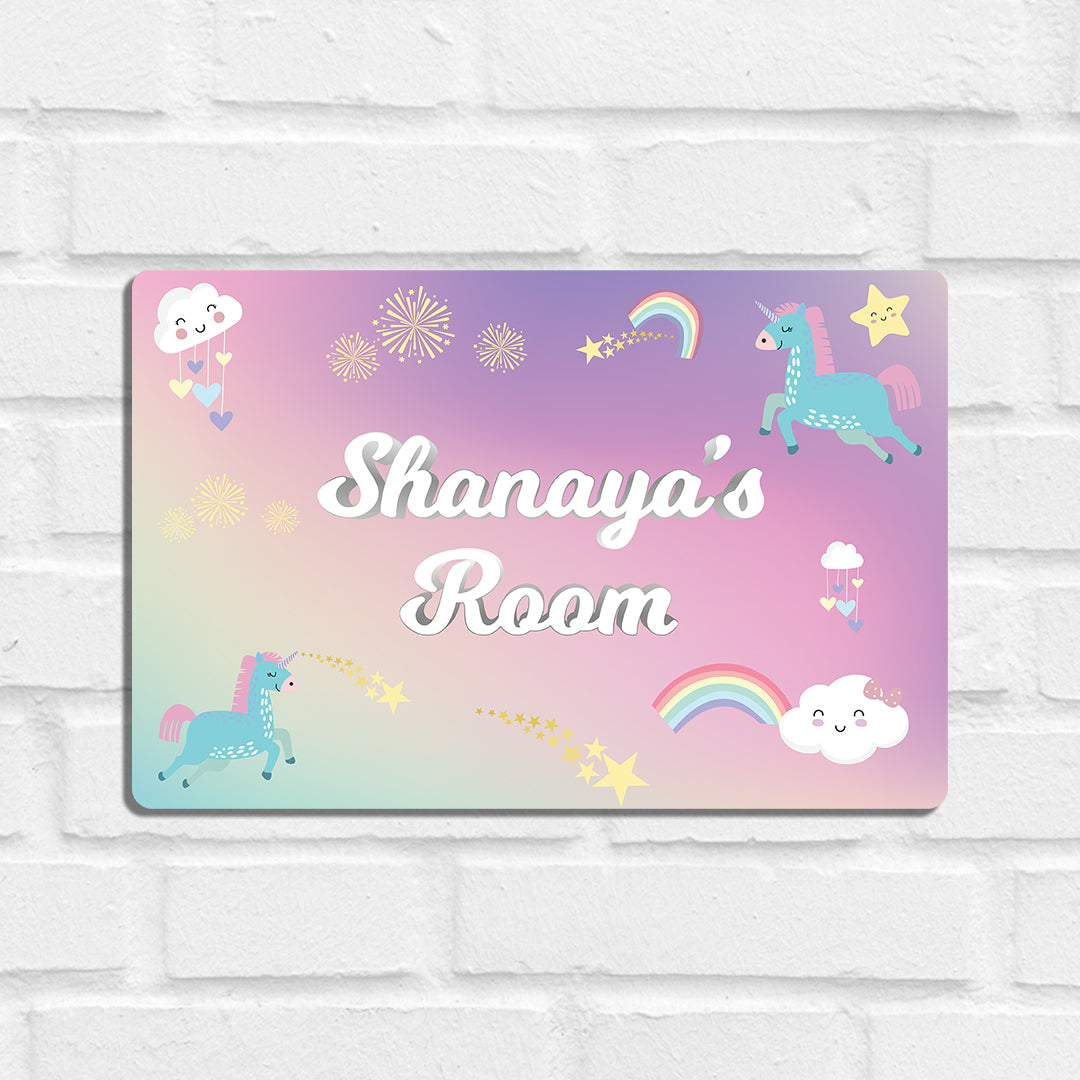 Unicorns & Rainbow Name Plate (Standard) (kids)