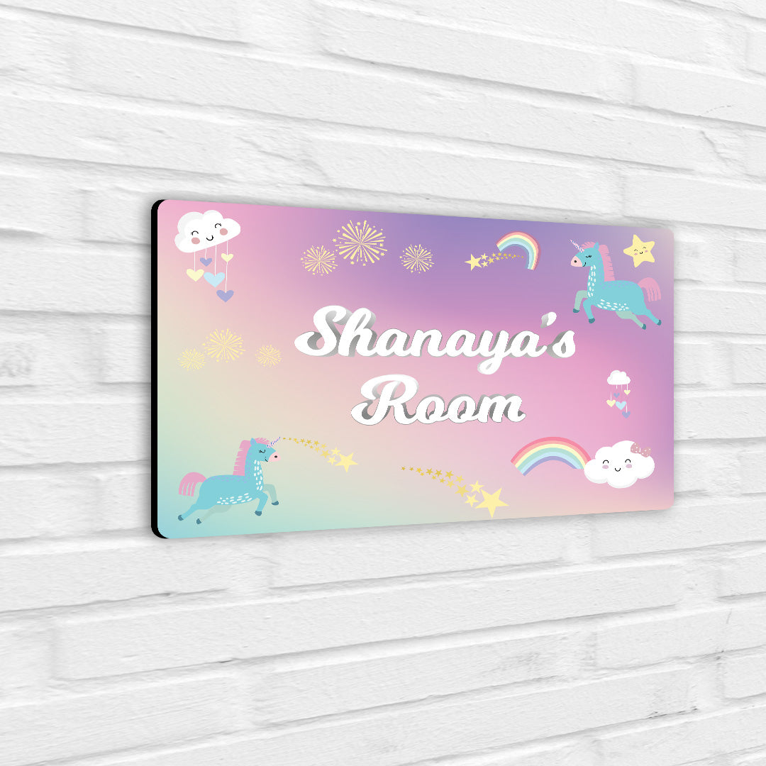 Unicorns & Rainbow Name Plate (Standard) (kids)