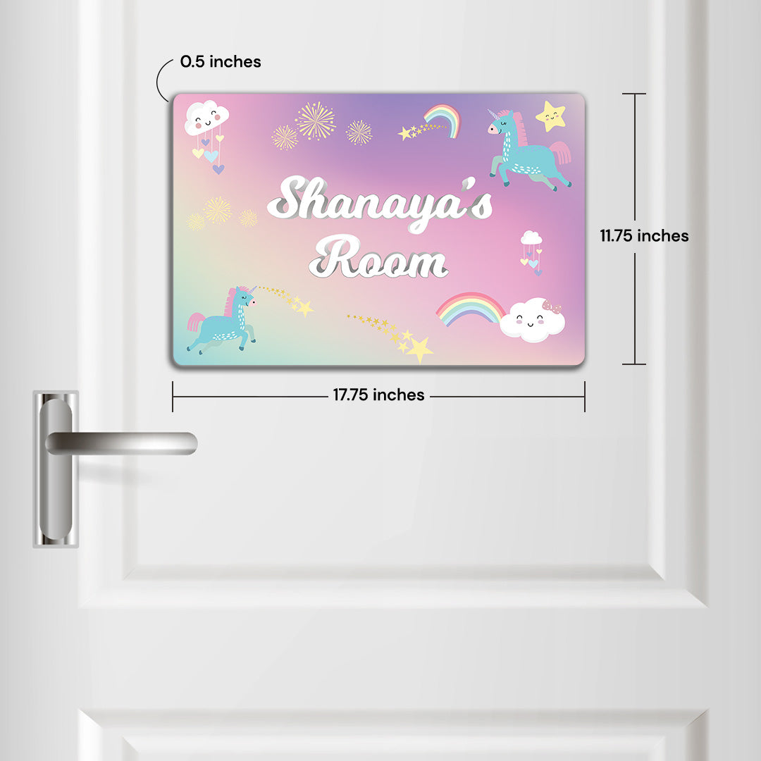 Unicorns & Rainbow Name Plate (Standard) (kids)