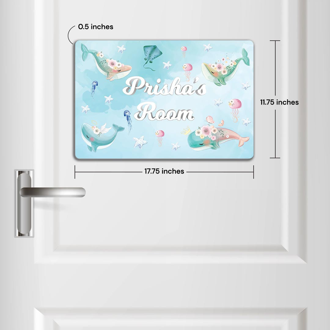 Floral Whales Name Plate (Standard) (kids)