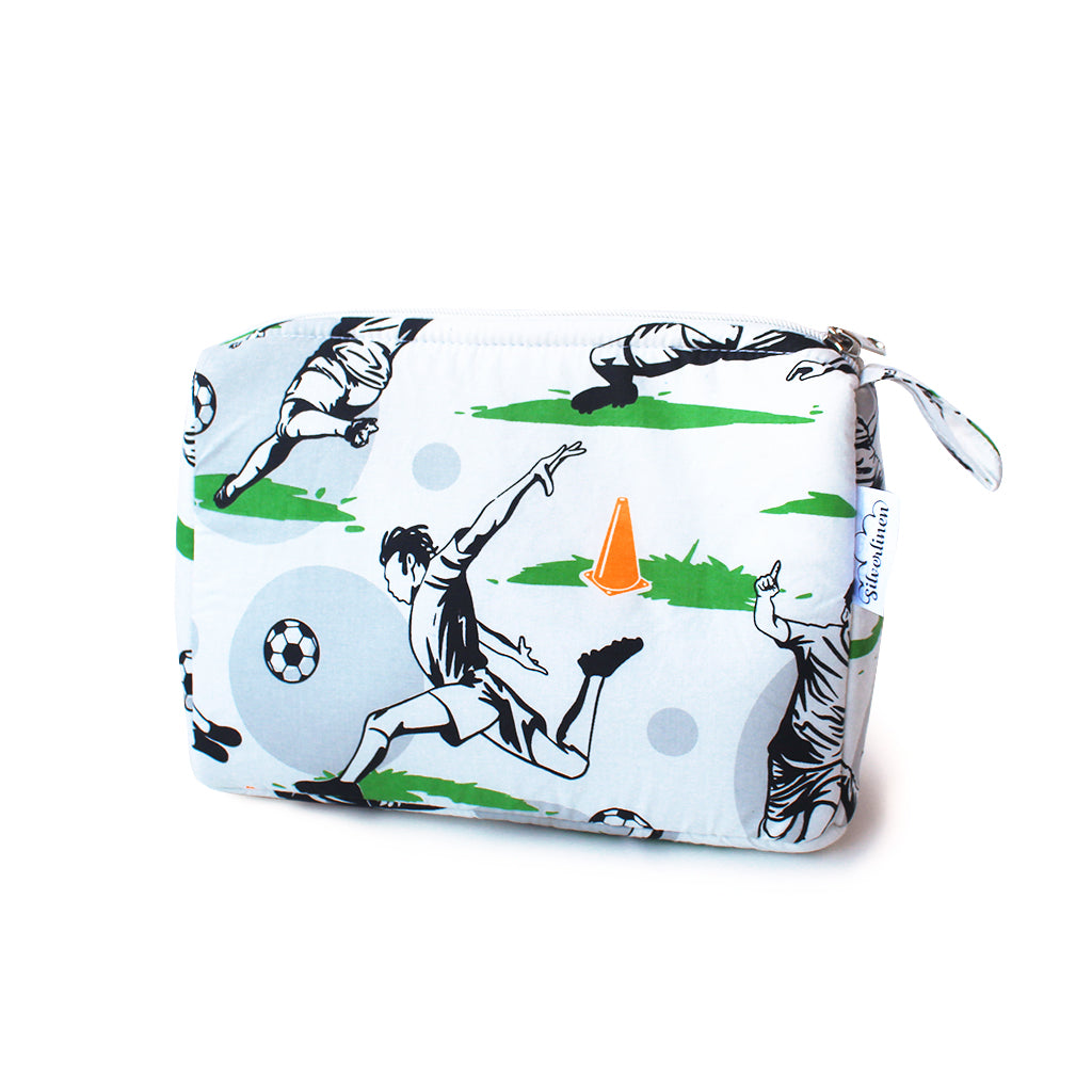Cotton Zippered Multipurpose Pouch With Waterproof Lining - Football Fever