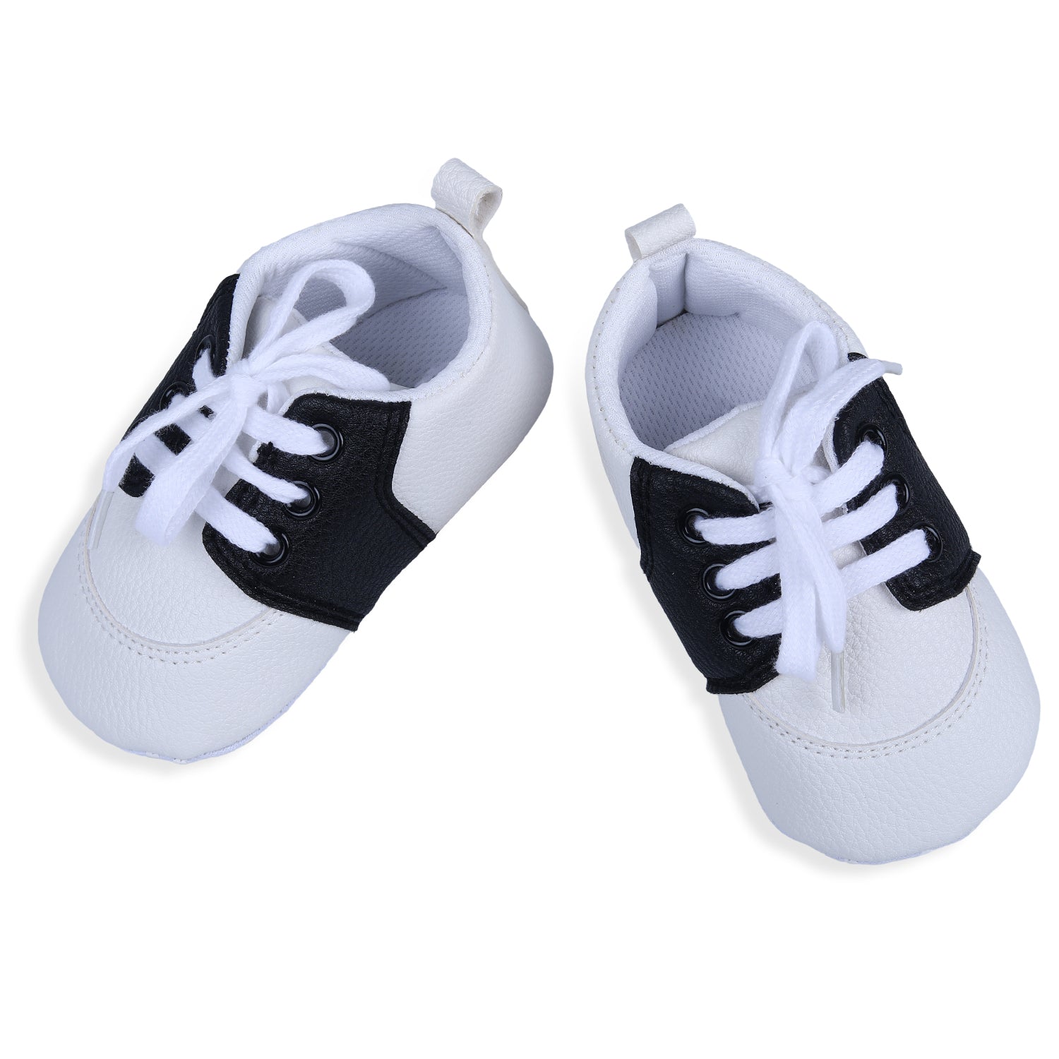 Lace-Up Stylish Leather Sneaker Shoes - Black - Baby Moo