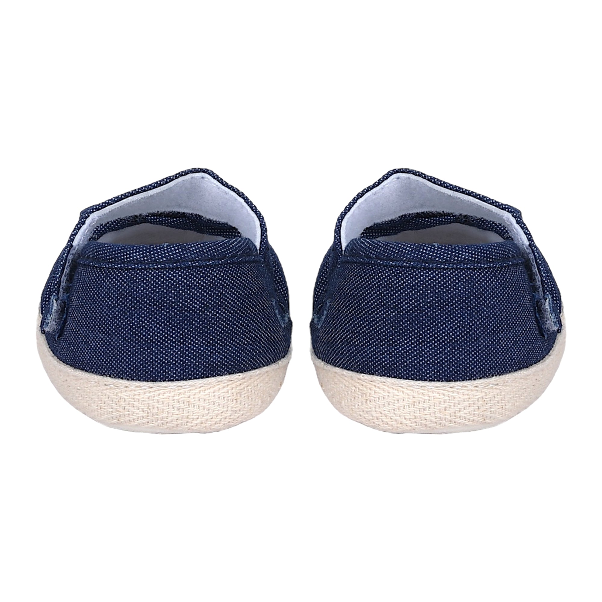 Baby Moo Bow Knot Velcro Strap Denim Ballerina Booties - Blue